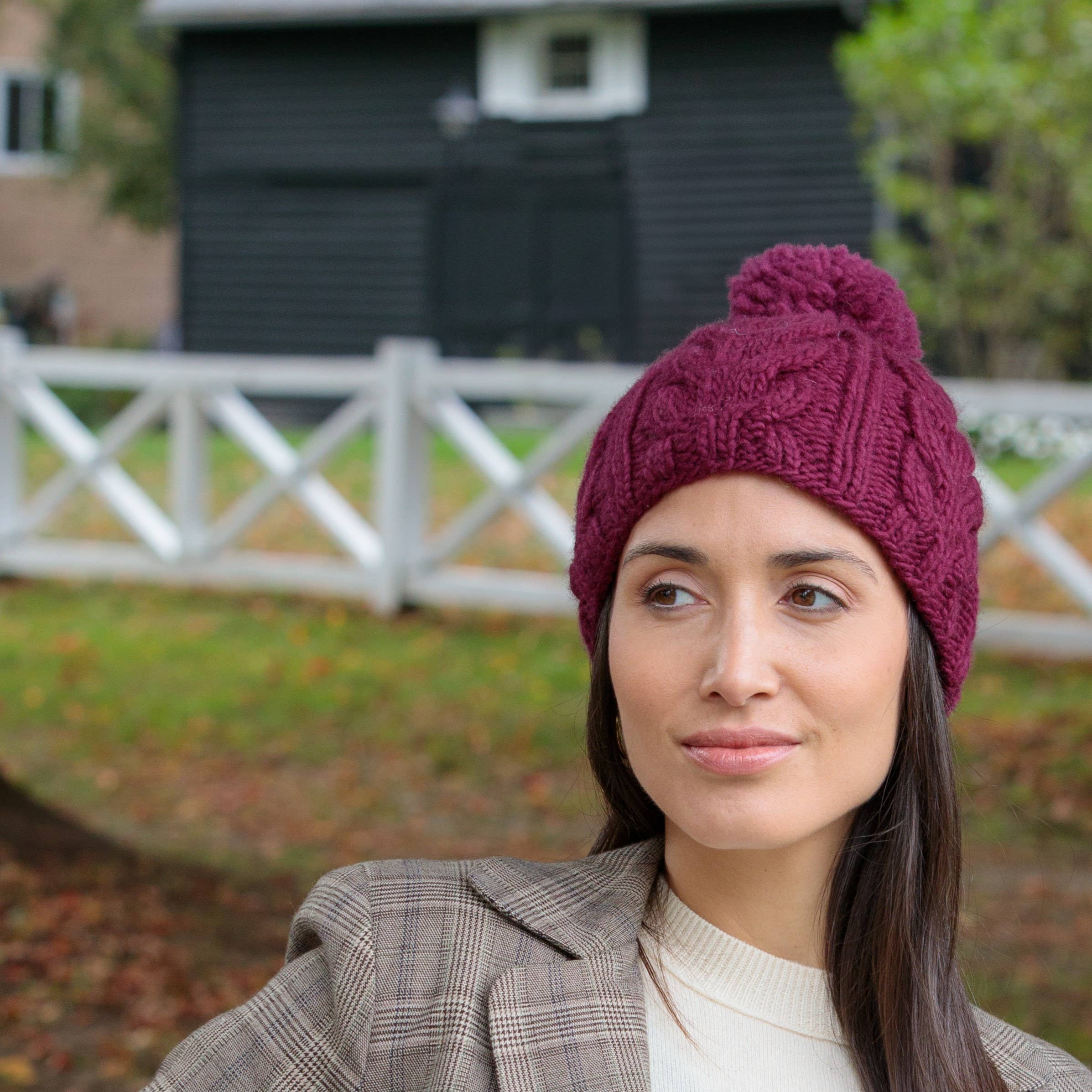 Quebec Cable Knit Wool Beanie Hat- Assorted Colors