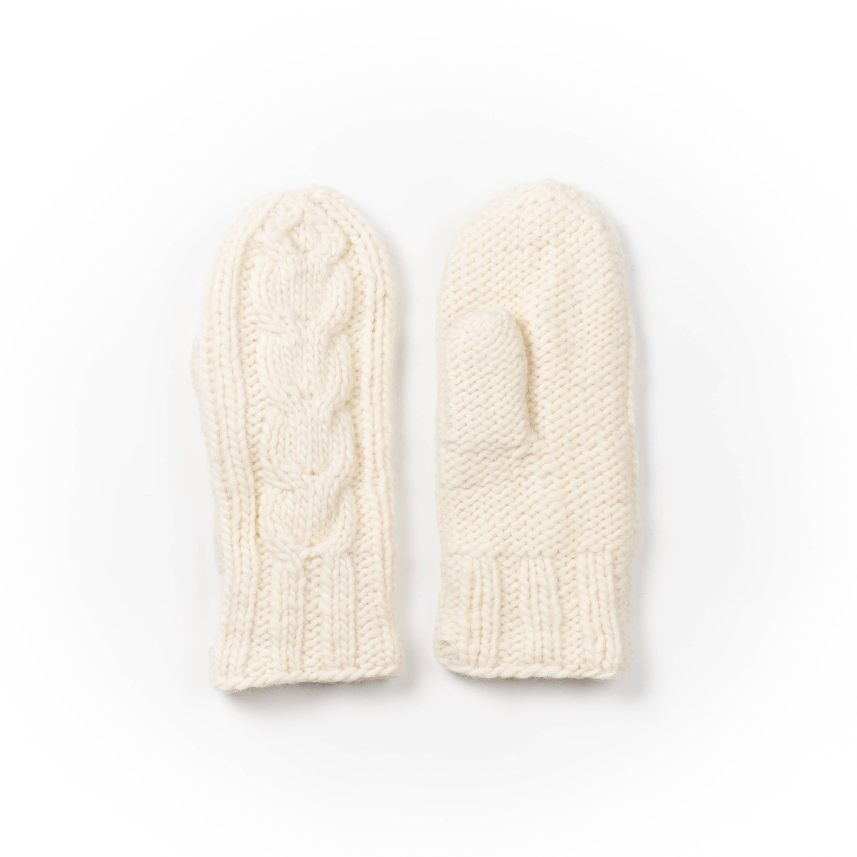 Quebec Cable Knit Wool Mittens- Assorted Colors