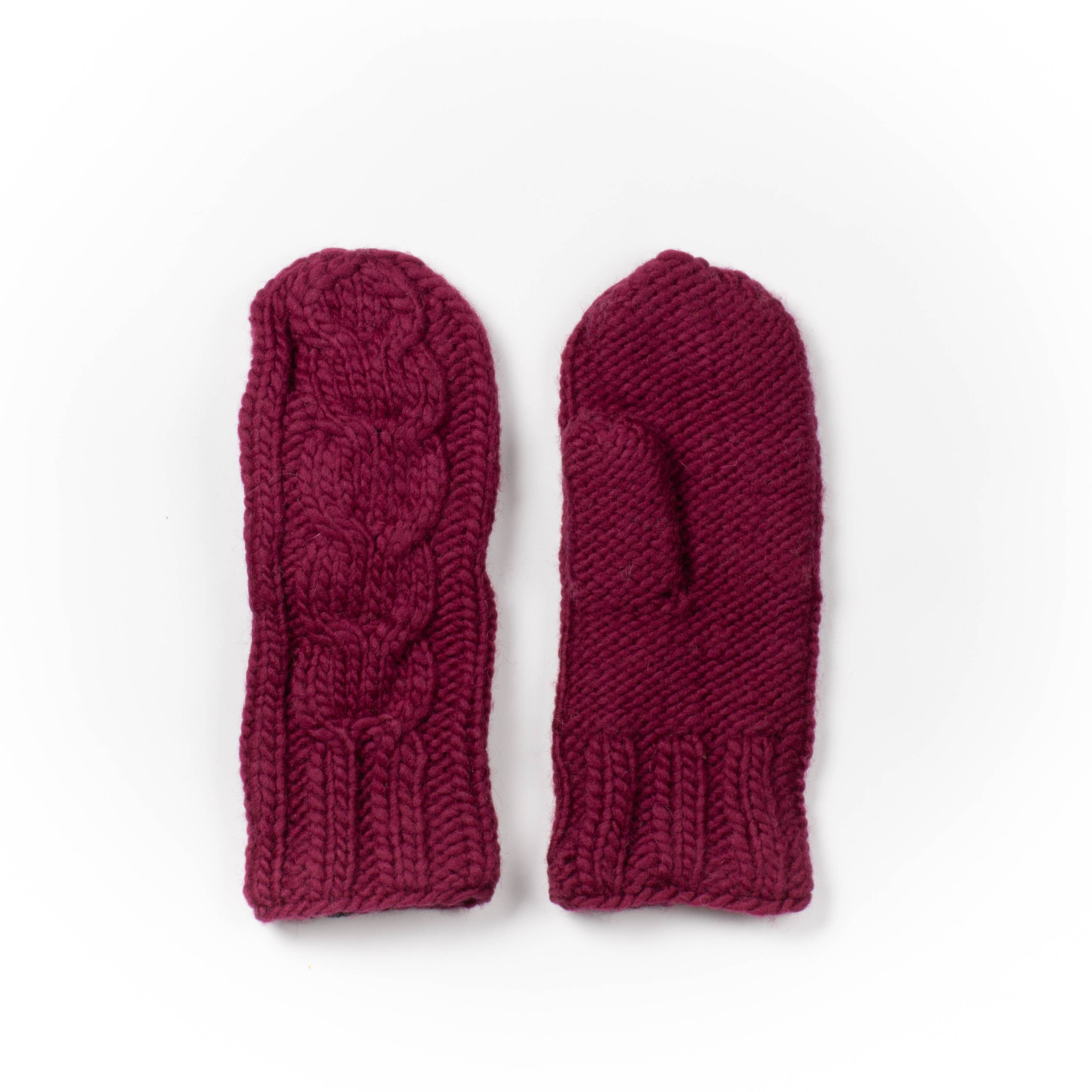 Quebec Cable Knit Wool Mittens- Assorted Colors