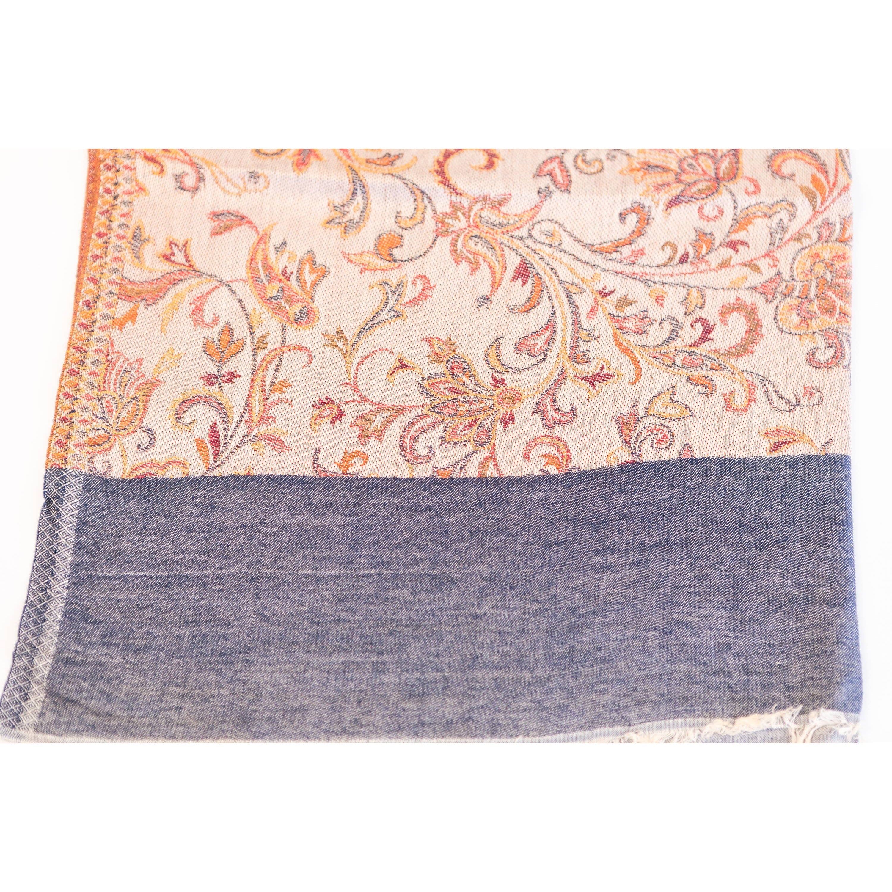 Raw Cut Rayon Shawl: Denim Edge