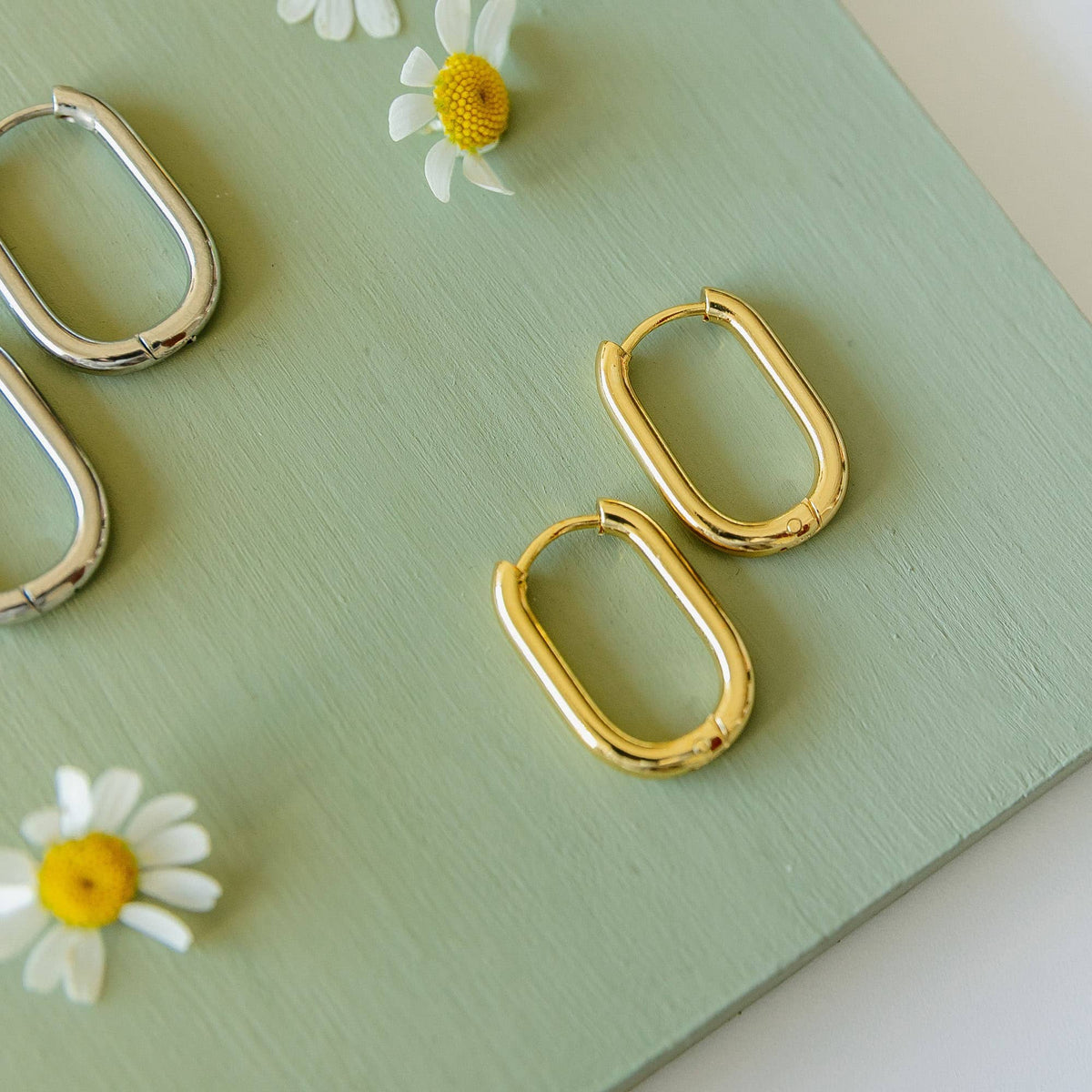 Rectangle Everyday Hoop Earrings- Assorted