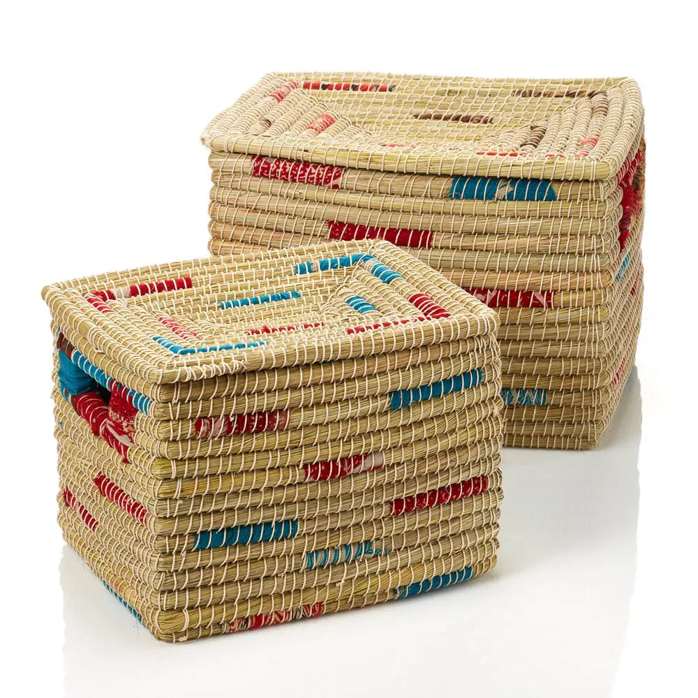 Rectangle Sari Kaisa Grass Basket- Assorted Sizes- Sold Individually (*Local Pickup/ Local Delivery Only)