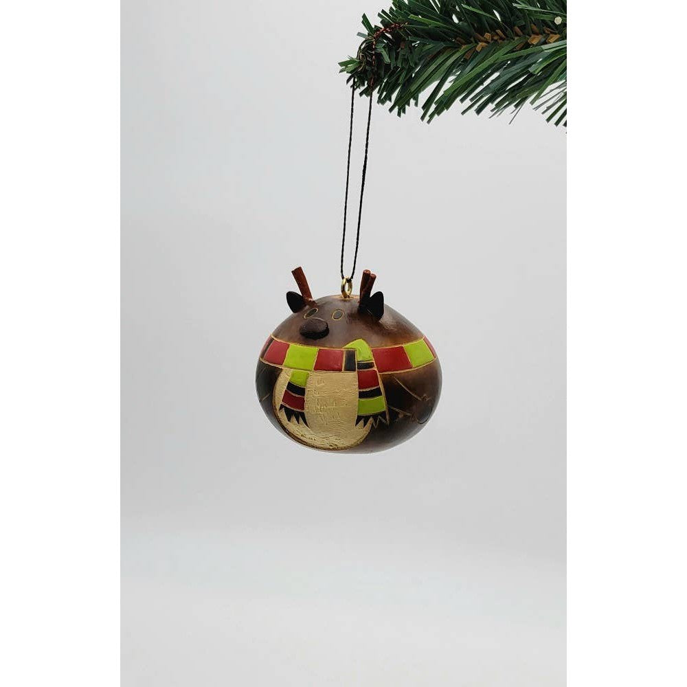 Reindeer with Scarf Gourd Ornament