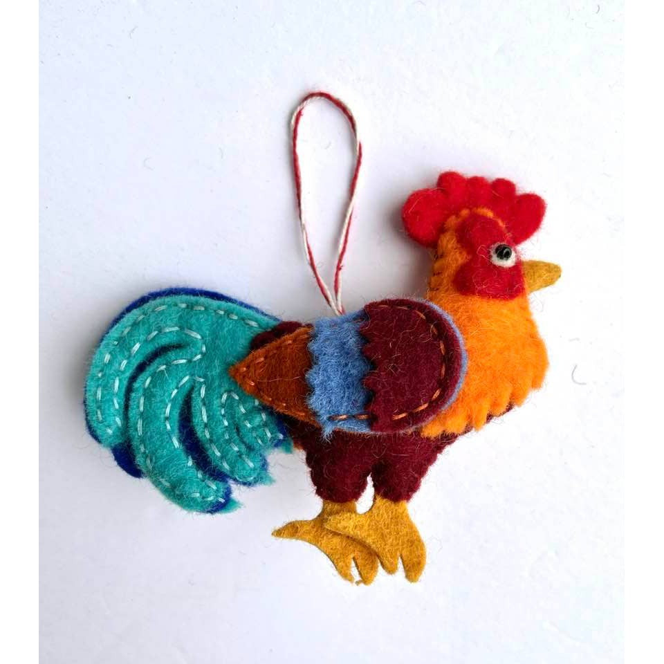 Rooster with Blue Tail Ornament