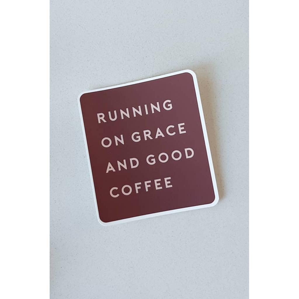 Running on Grace and Good Coffee Sticker