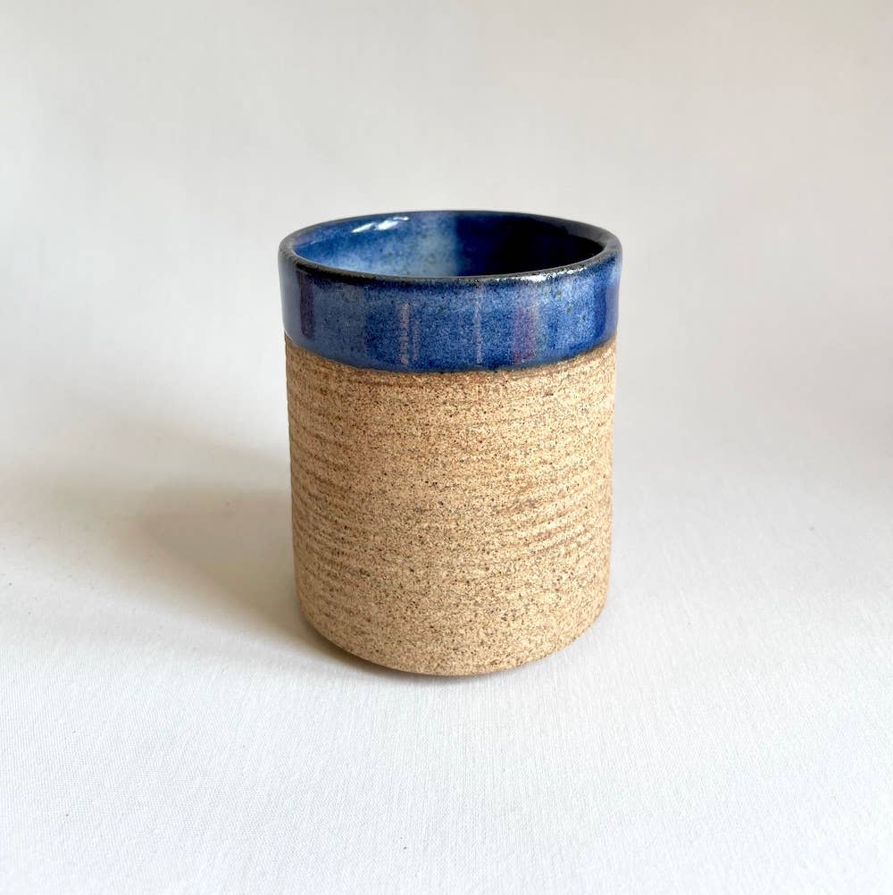 Rustic Blue Ceramic Tumbler Handmade Mug