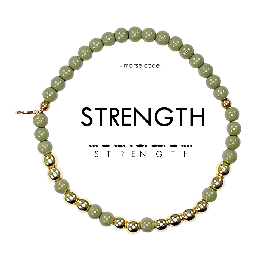 STRENGTH Morse Code Stacking Bracelet Set