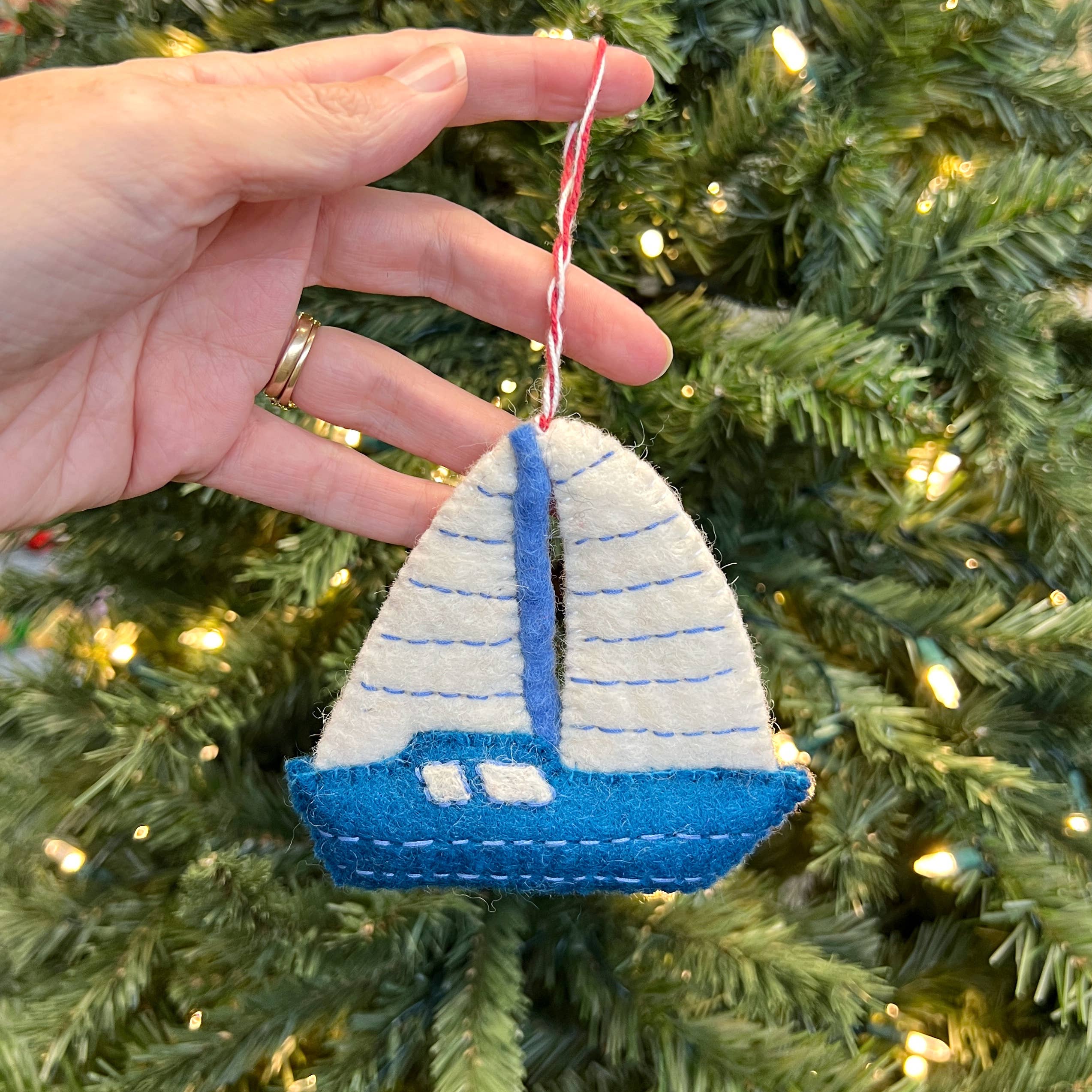 Sailboat Felt Wool Ornament