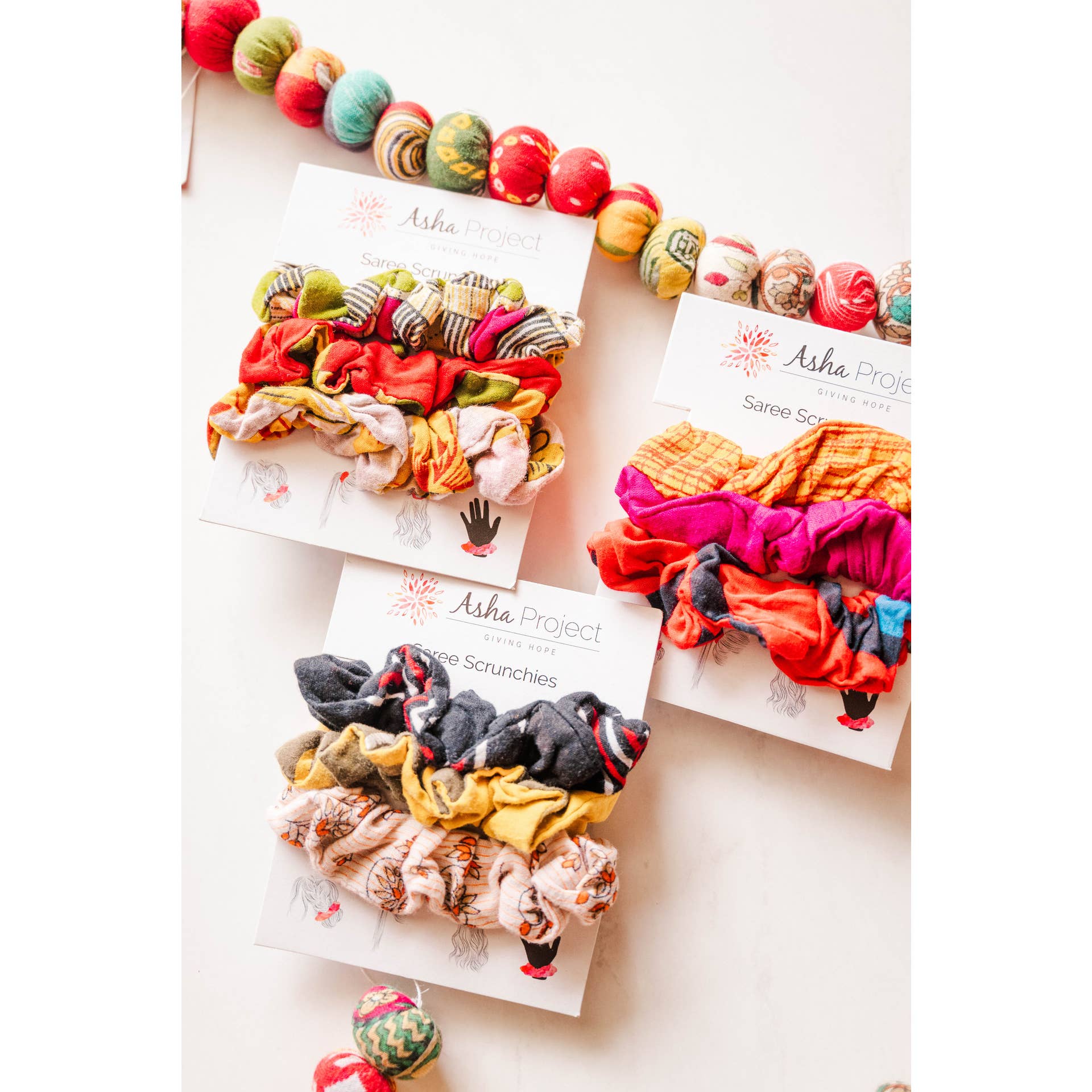 Saree Scrunchie Set of 3 - Assorted Colors and Patterns
