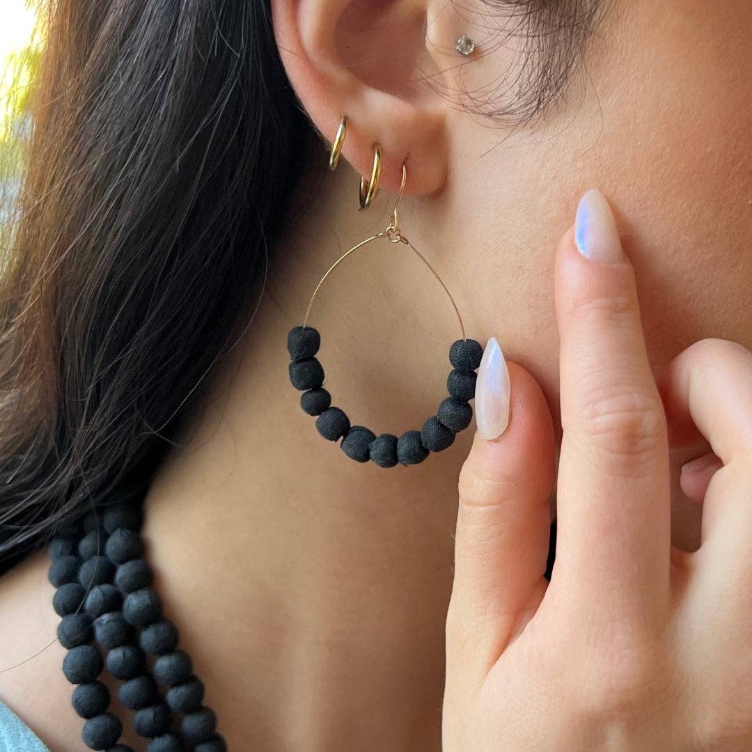 Sari Bead Semi-Circle Earrings- Assorted Colors