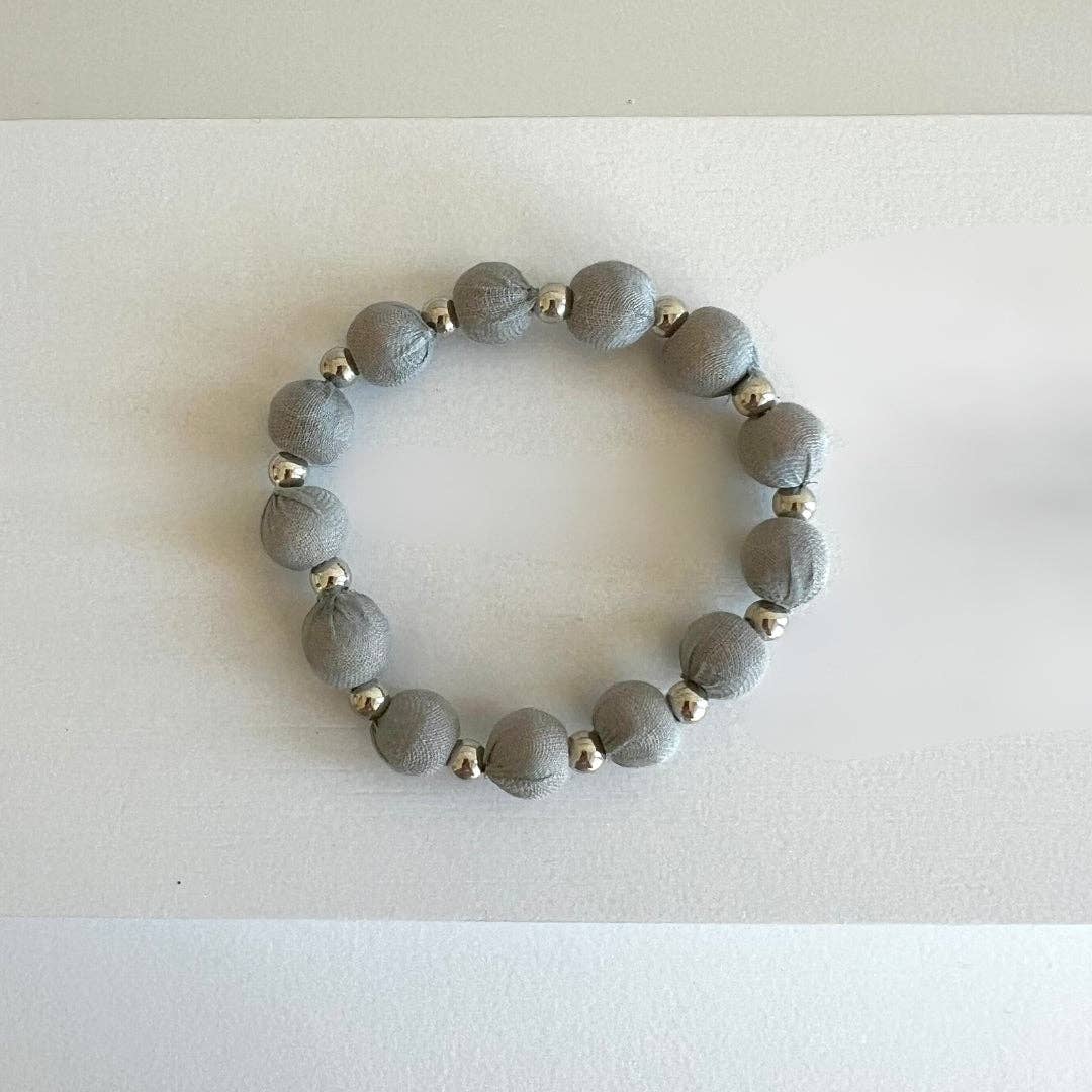 Sari and Metallic Bead Bracelet- Assorted Colors