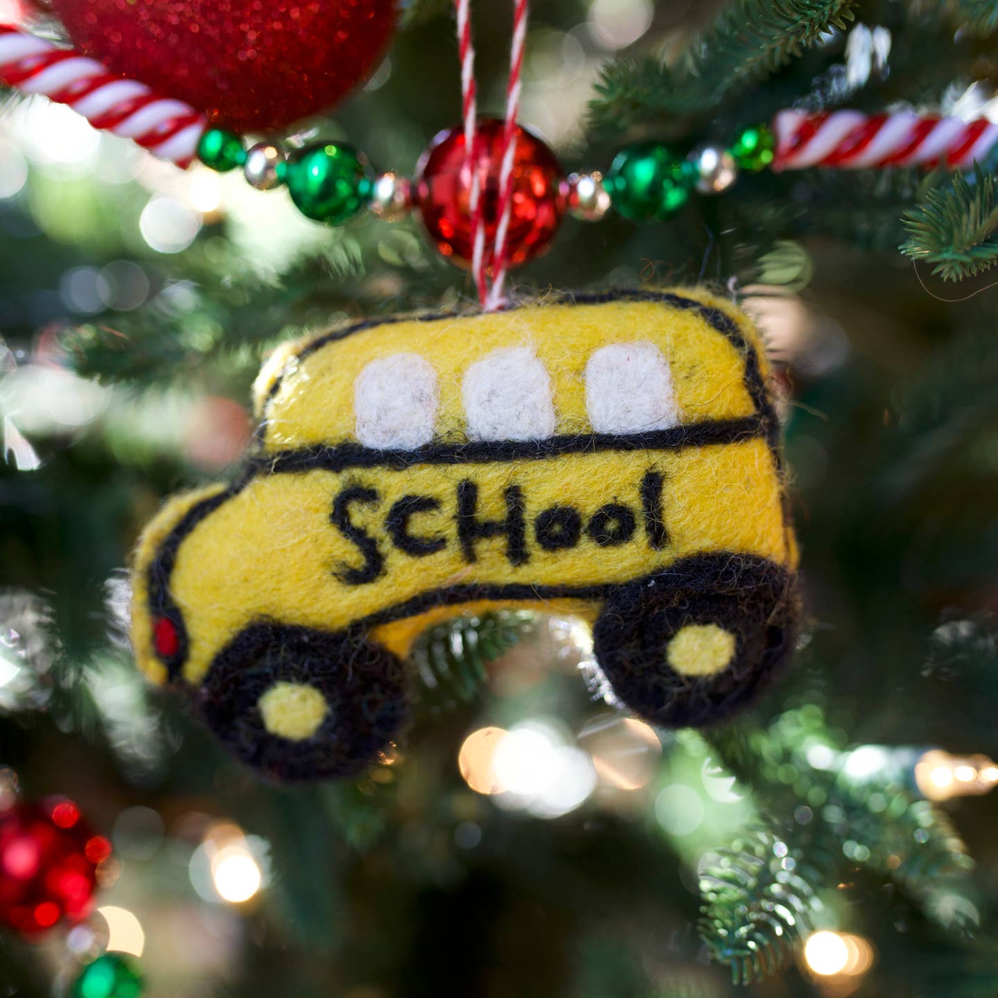 School Bus Felt Wool Ornament