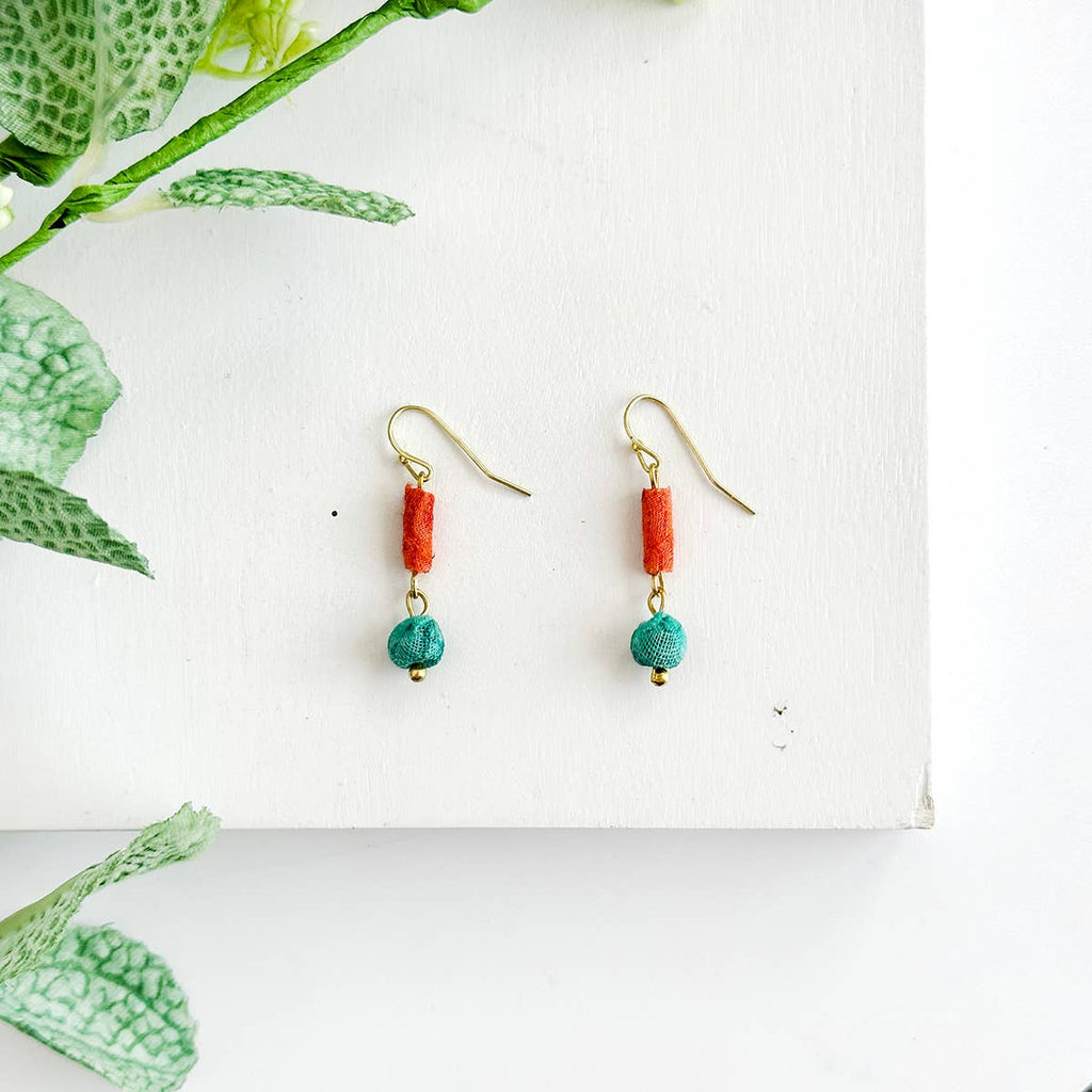 Scrolled & Dotted Kantha Earrings