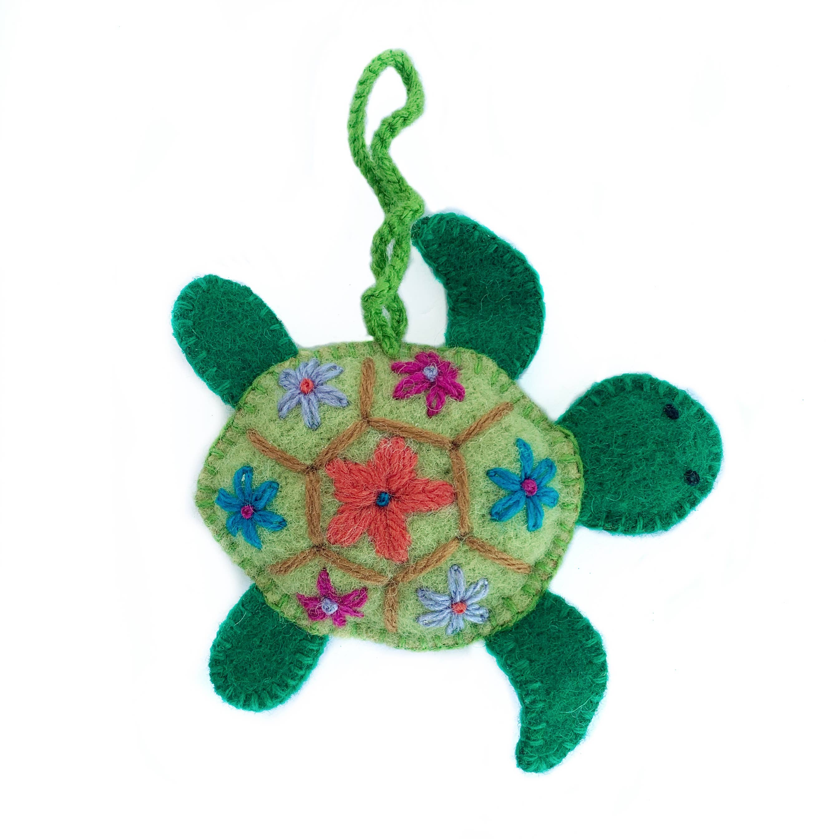 Sea Turtle Embroidered Wool Christmas Ornament