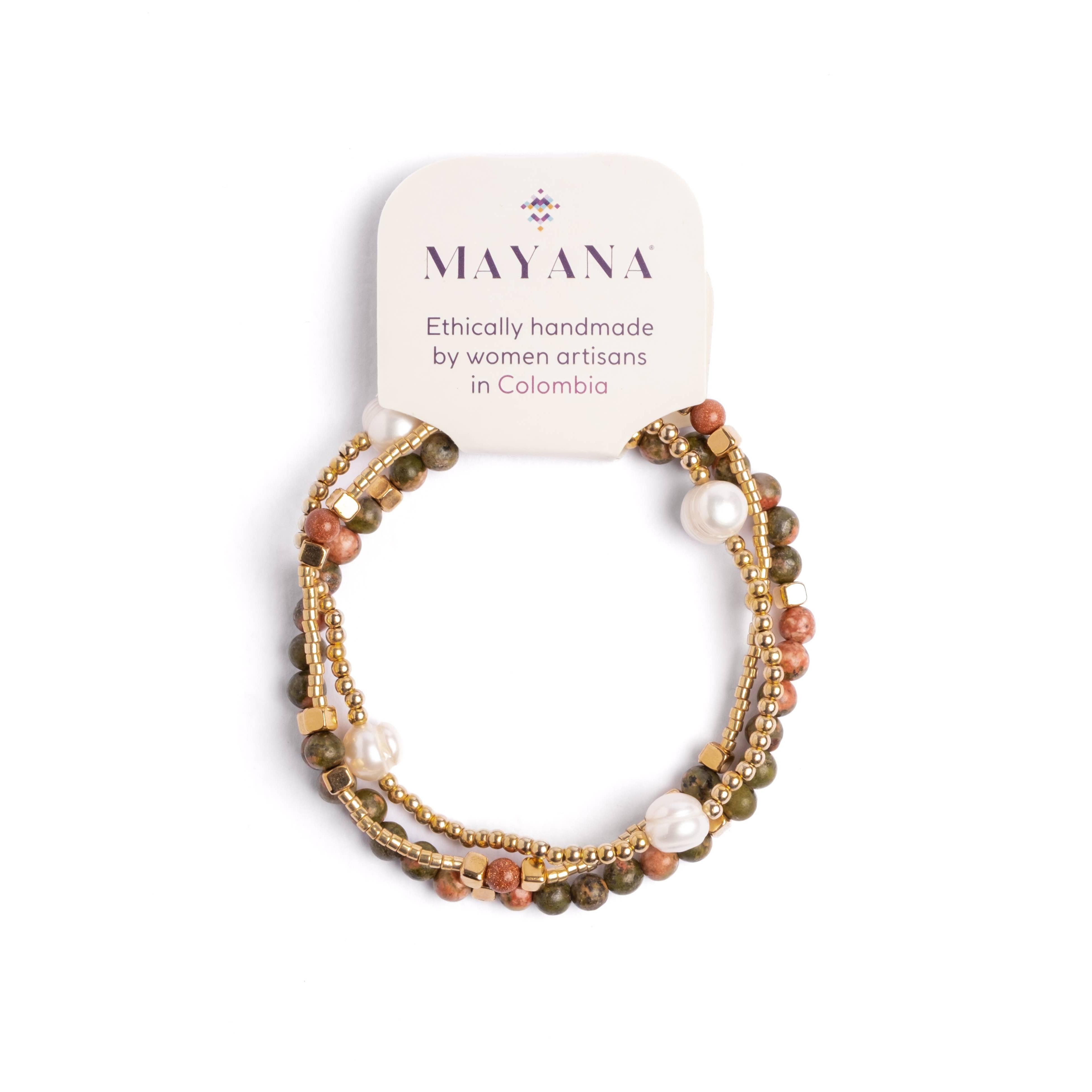 Set/3 Gem and Pearl Miyuki Stretch Bracelets- Assorted Colors