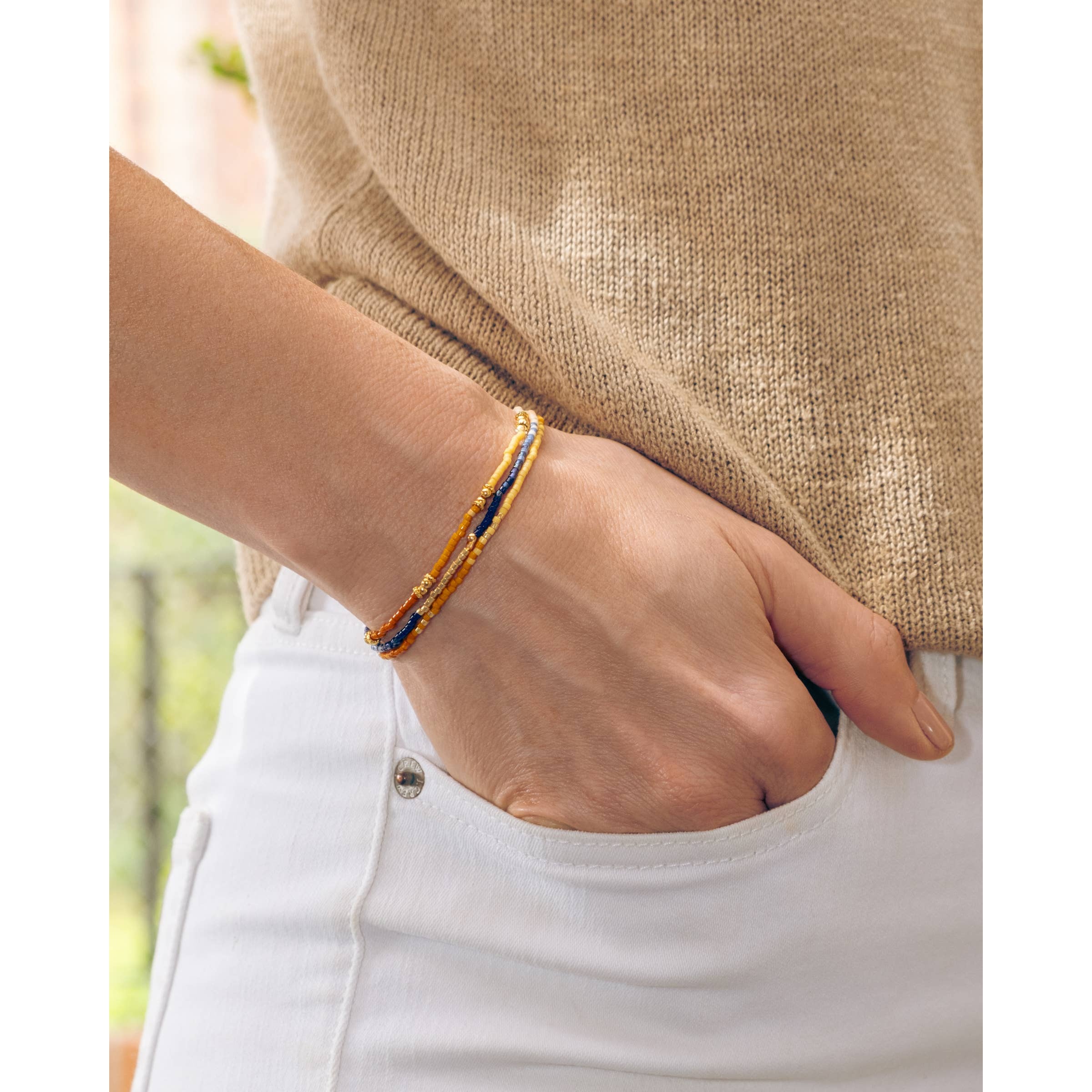 Set/3 Miyuki Beaded Stretch Bracelets- Assorted Colors