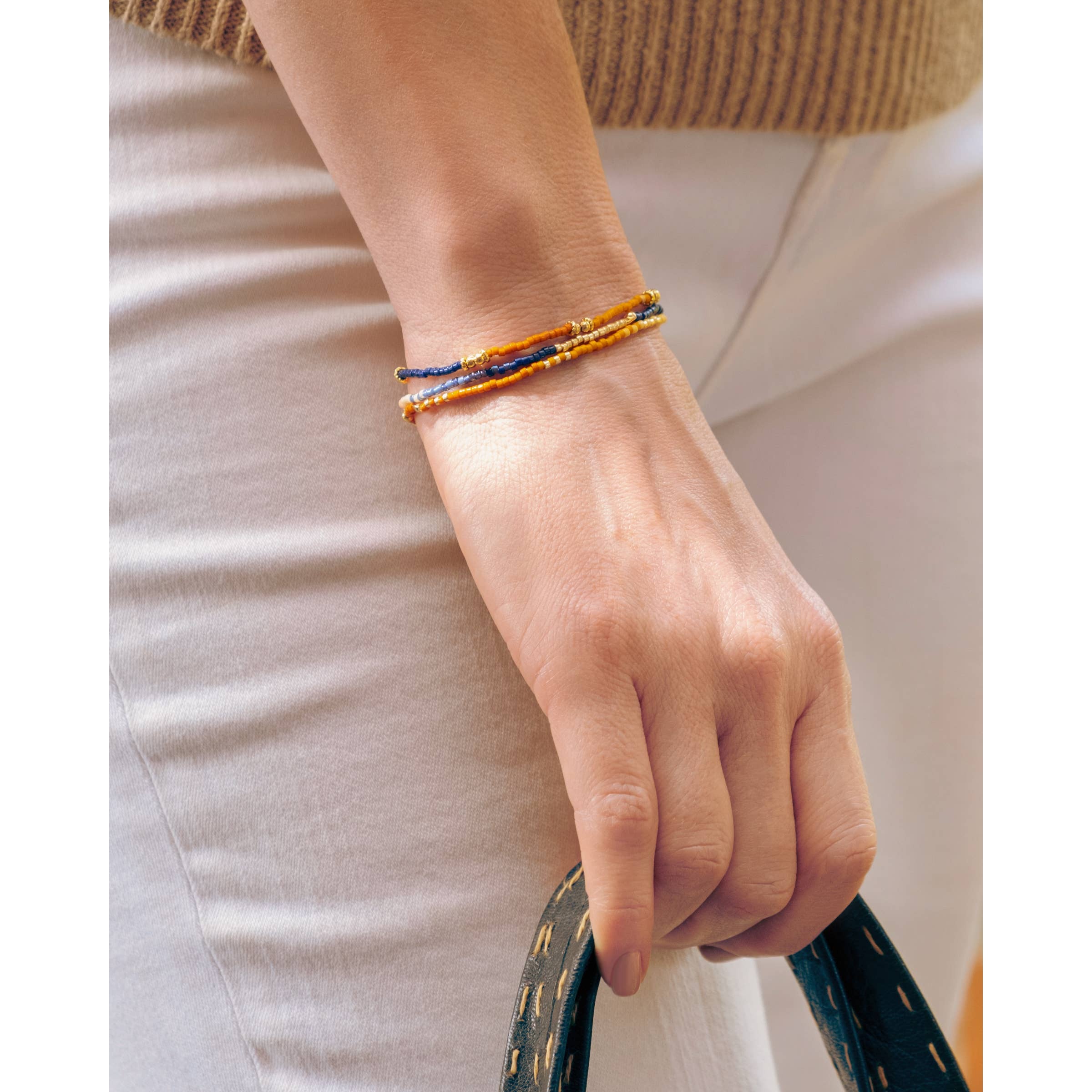 Set/3 Miyuki Beaded Stretch Bracelets- Assorted Colors