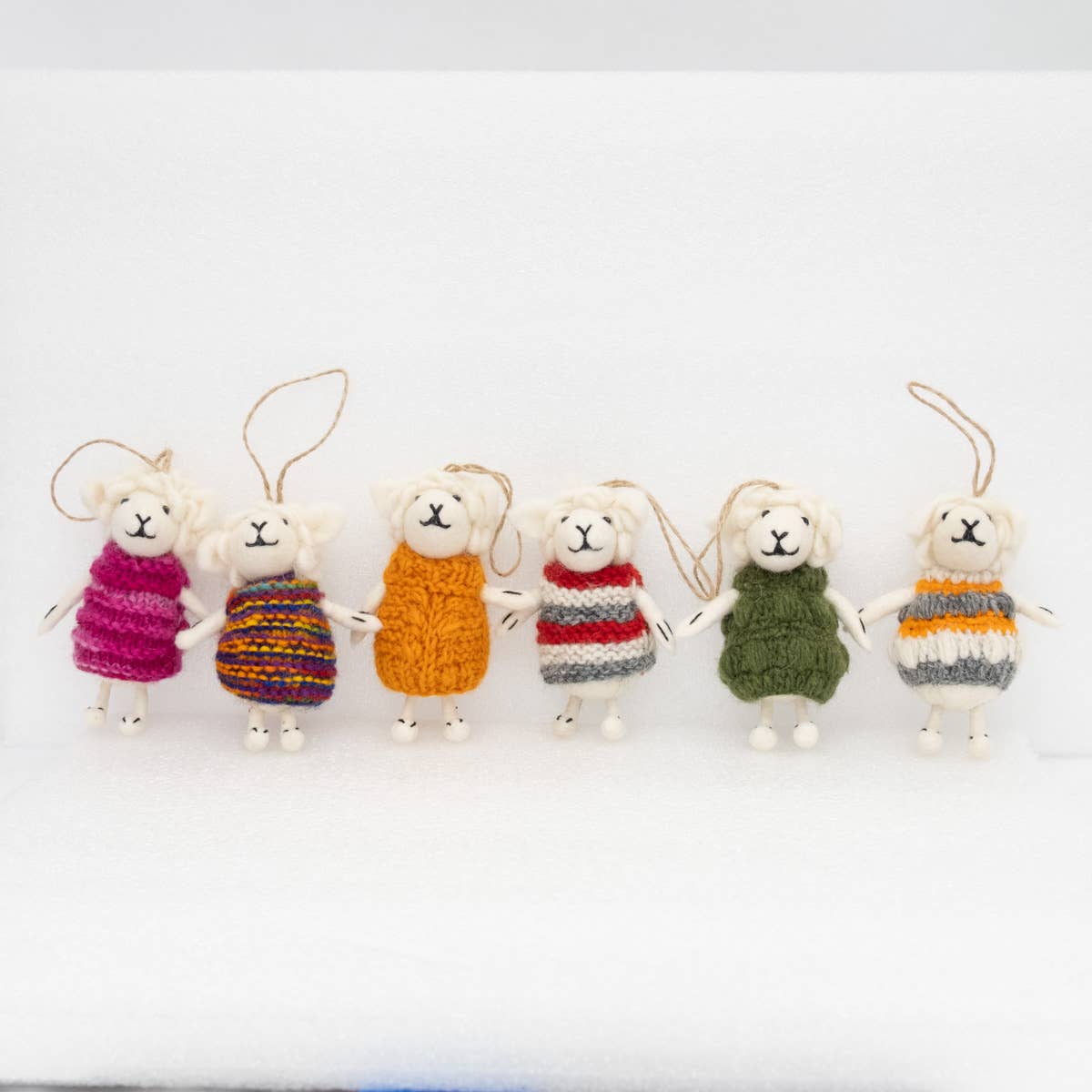 Sheep with Knit Sweater Ornament- Assorted- Sold Individually