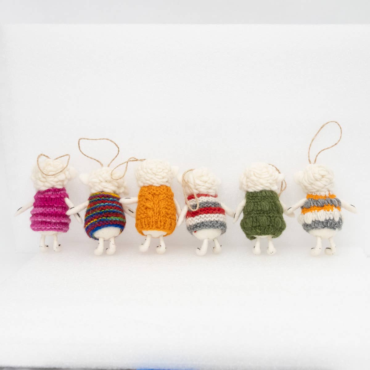 Sheep with Knit Sweater Ornament- Assorted- Sold Individually