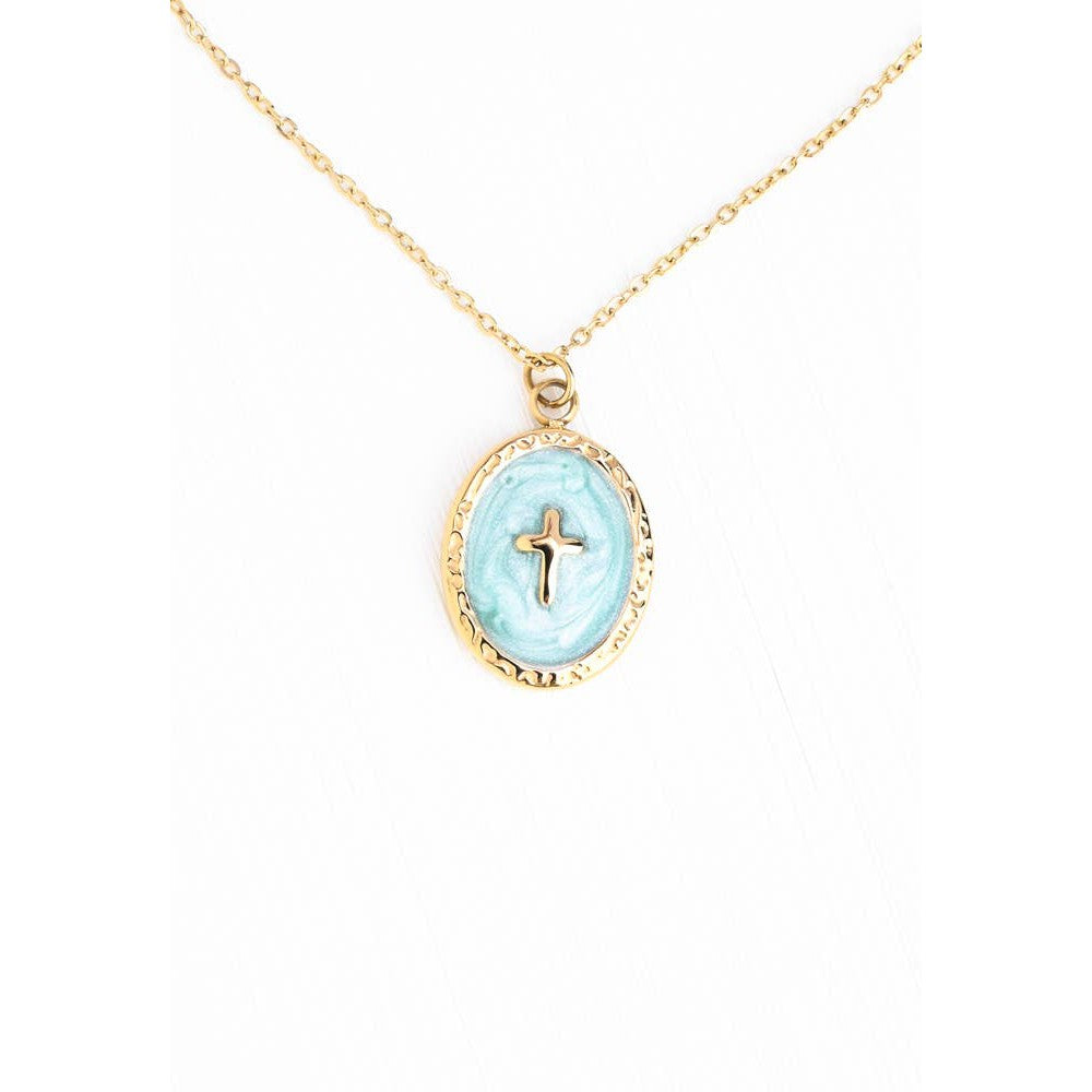 Shine Bright Cross Pendant in Mint