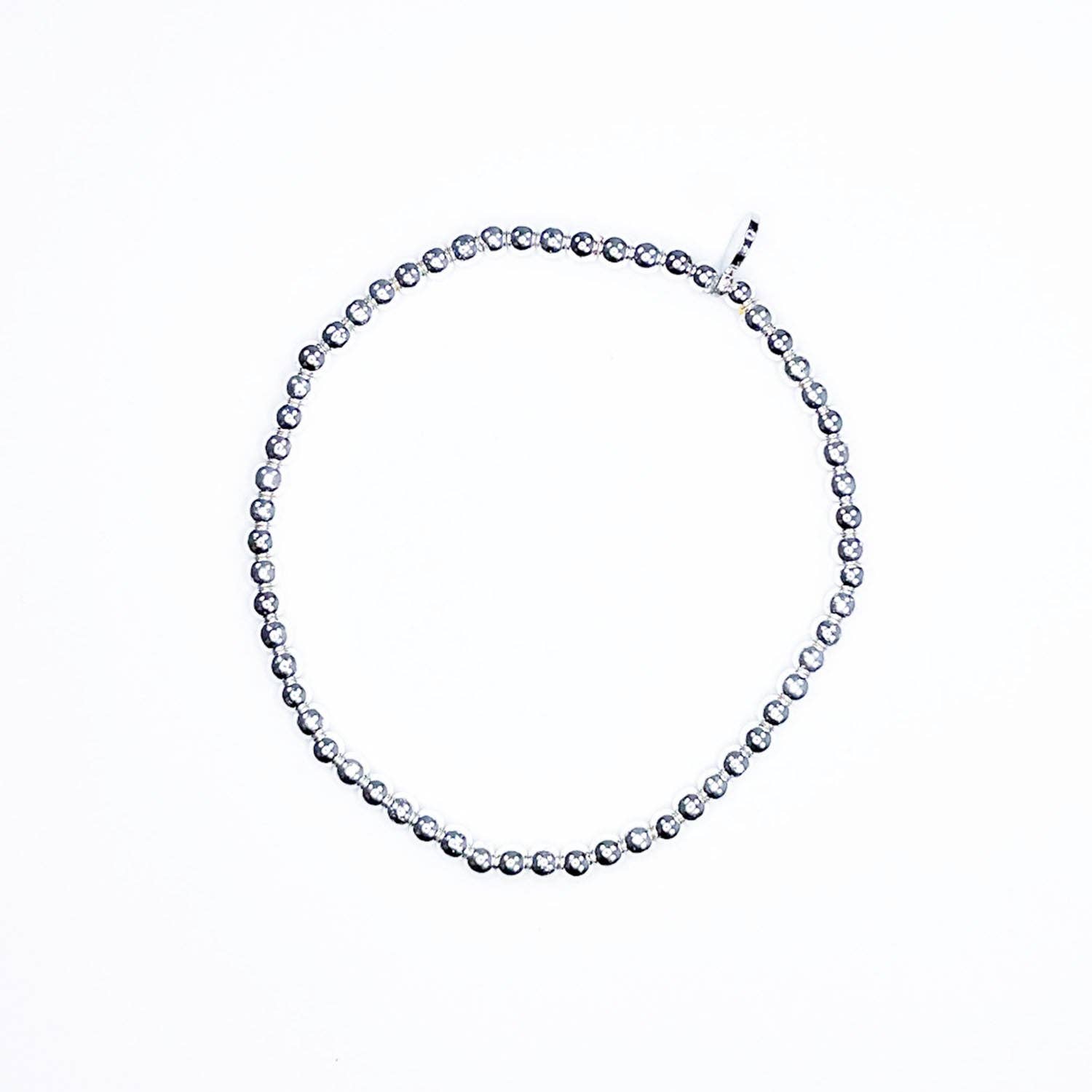 Silver Hematite Bead Bracelet-3mm