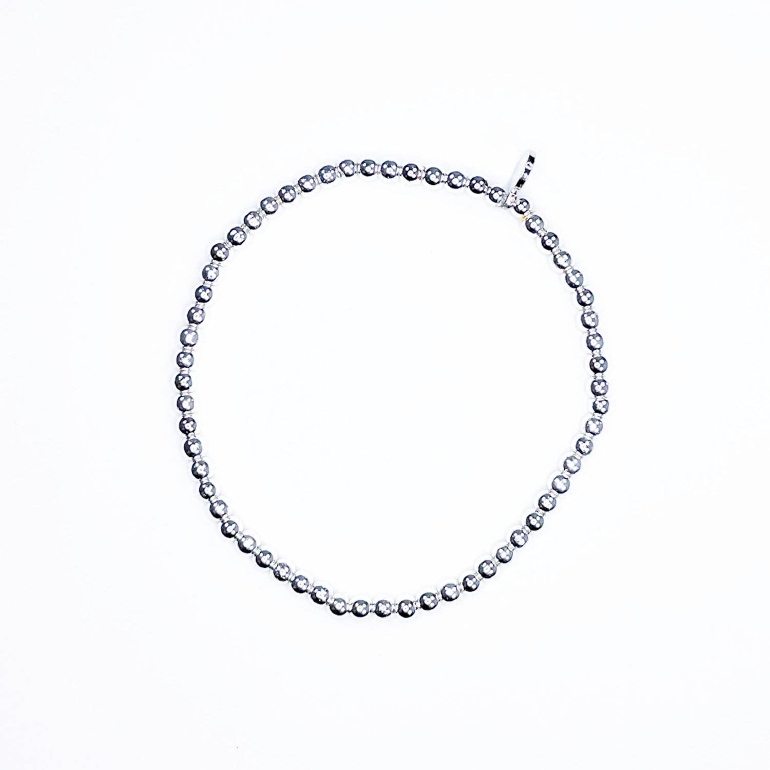 Silver Hematite Bead Bracelet- Assorted Bead Size