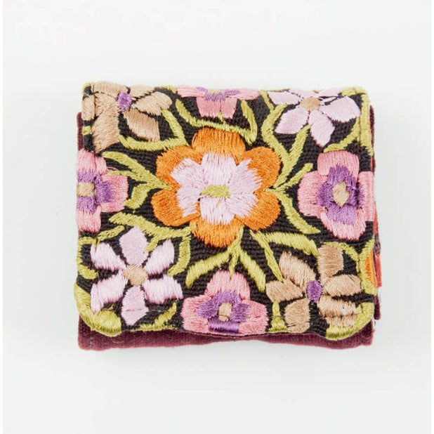 Small Embroidered Travel Jewelry Case- Assorted Colors
