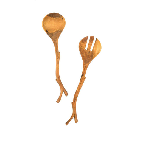 Small Wild Olive Wood Branch Server Set