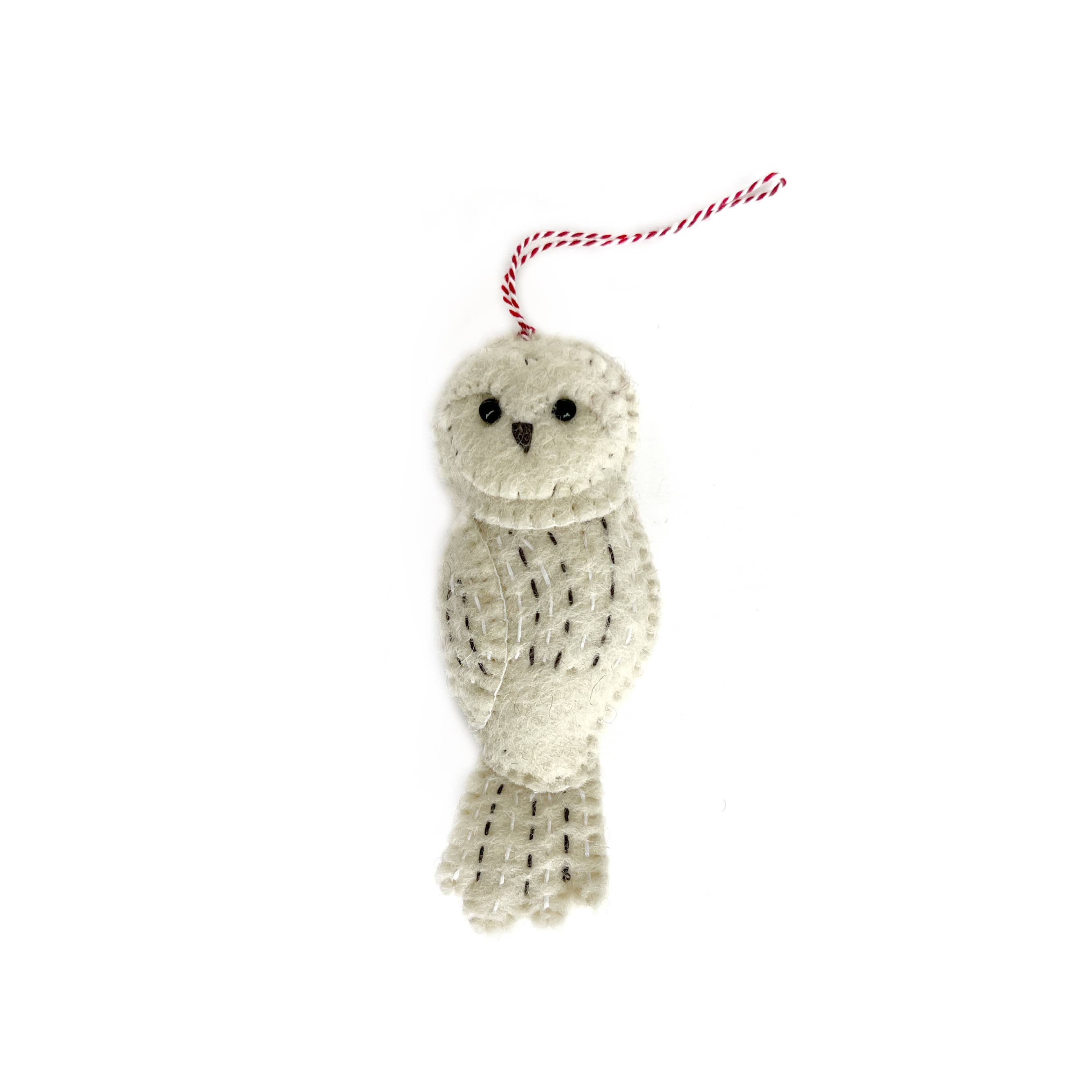 Snowy Owl Felt Wool Ornament