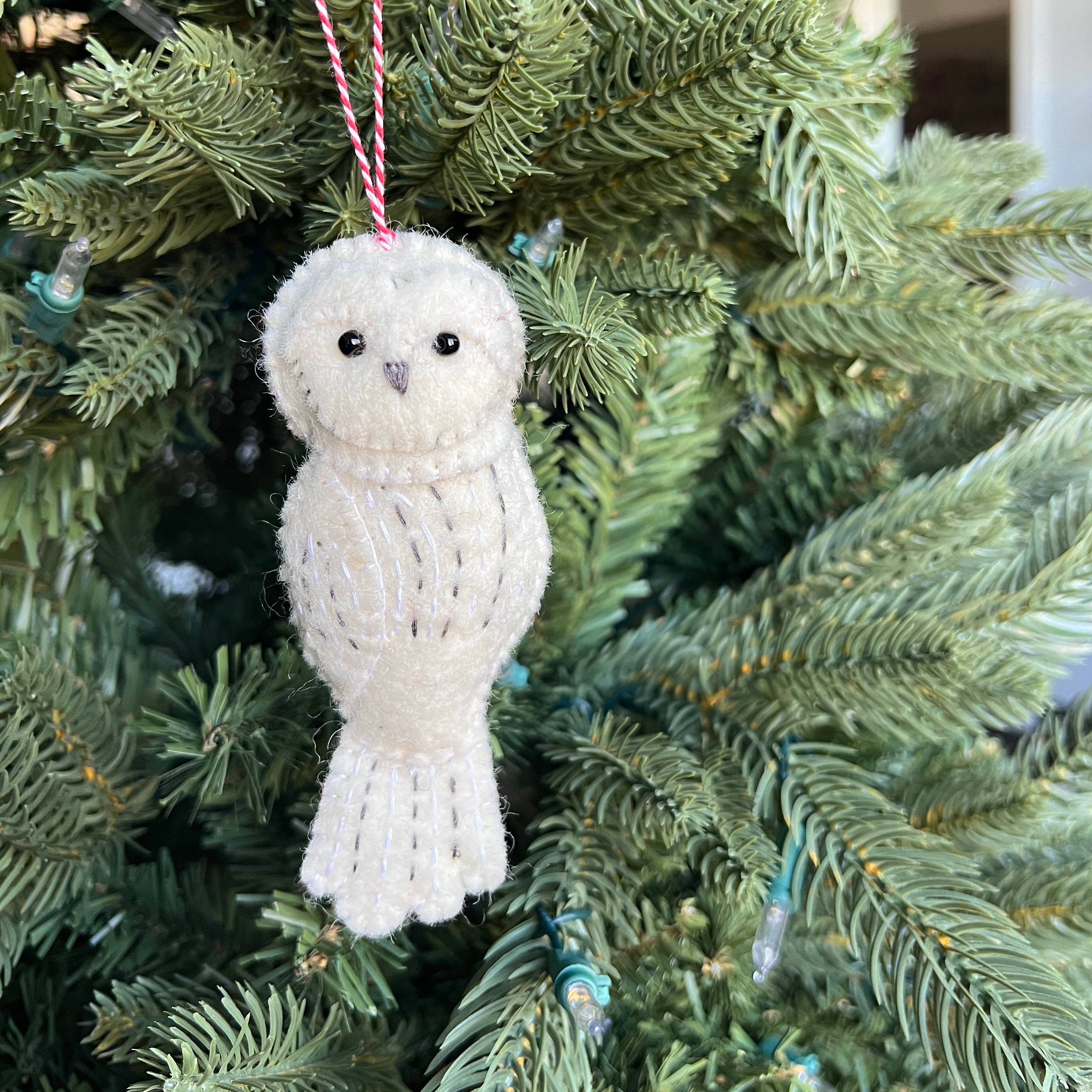 Snowy Owl Felt Wool Ornament