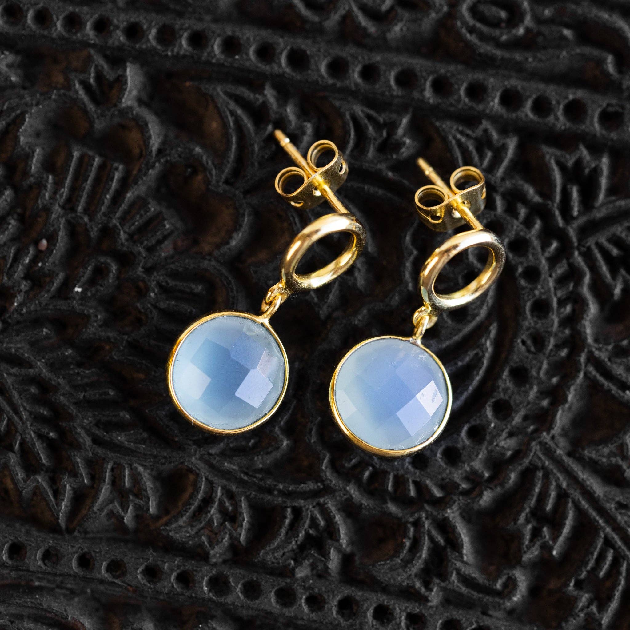 Sona Chalcedony Blue Gem Drop Earrings