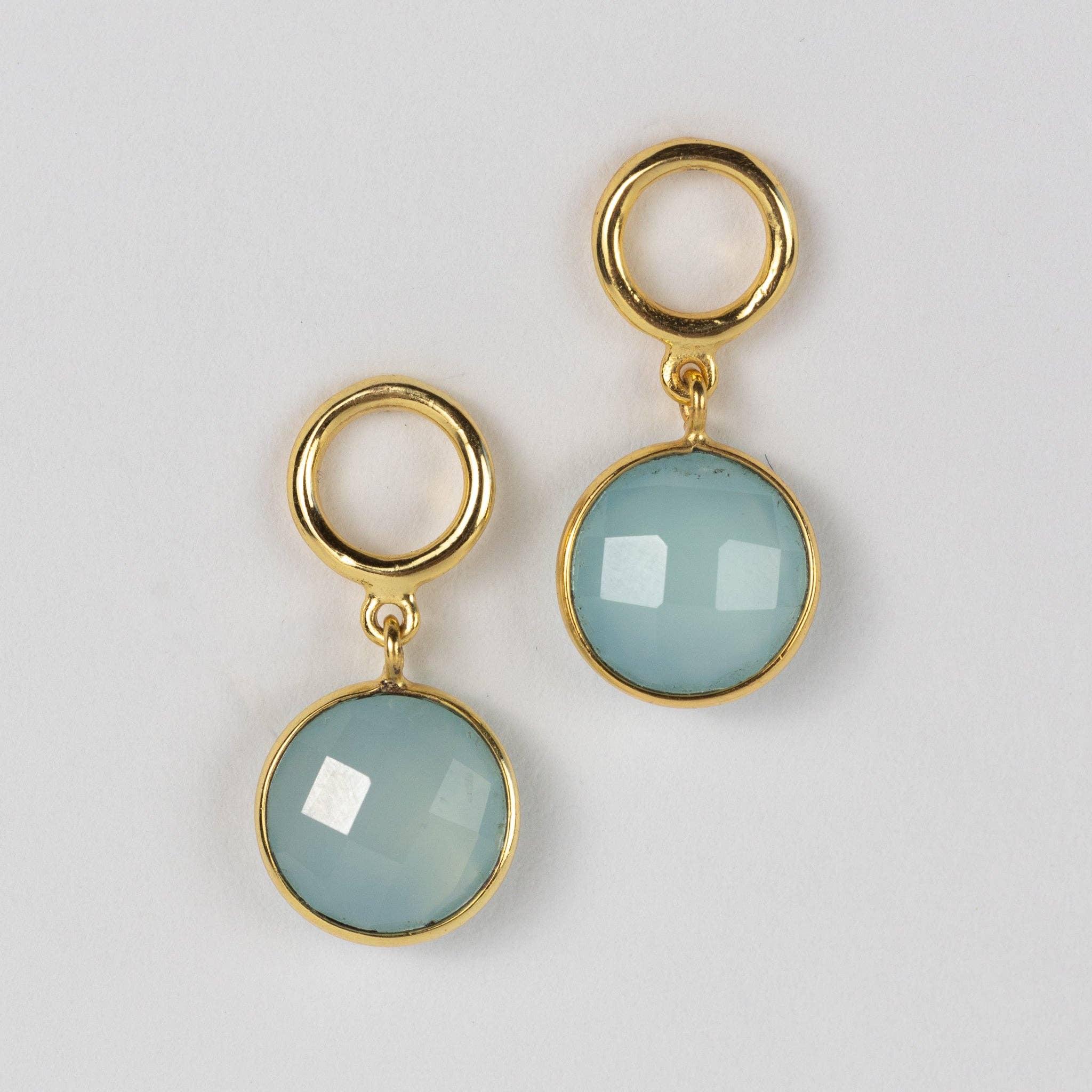 Sona Chalcedony Blue Gem Drop Earrings