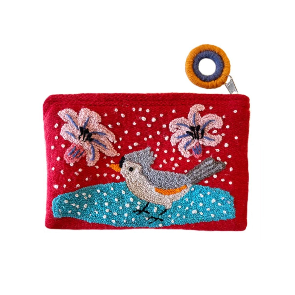 Sparrow in Snow Wool Pouch