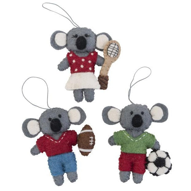 Sporty Koala Ornament - Assorted Styles- Sold Individually