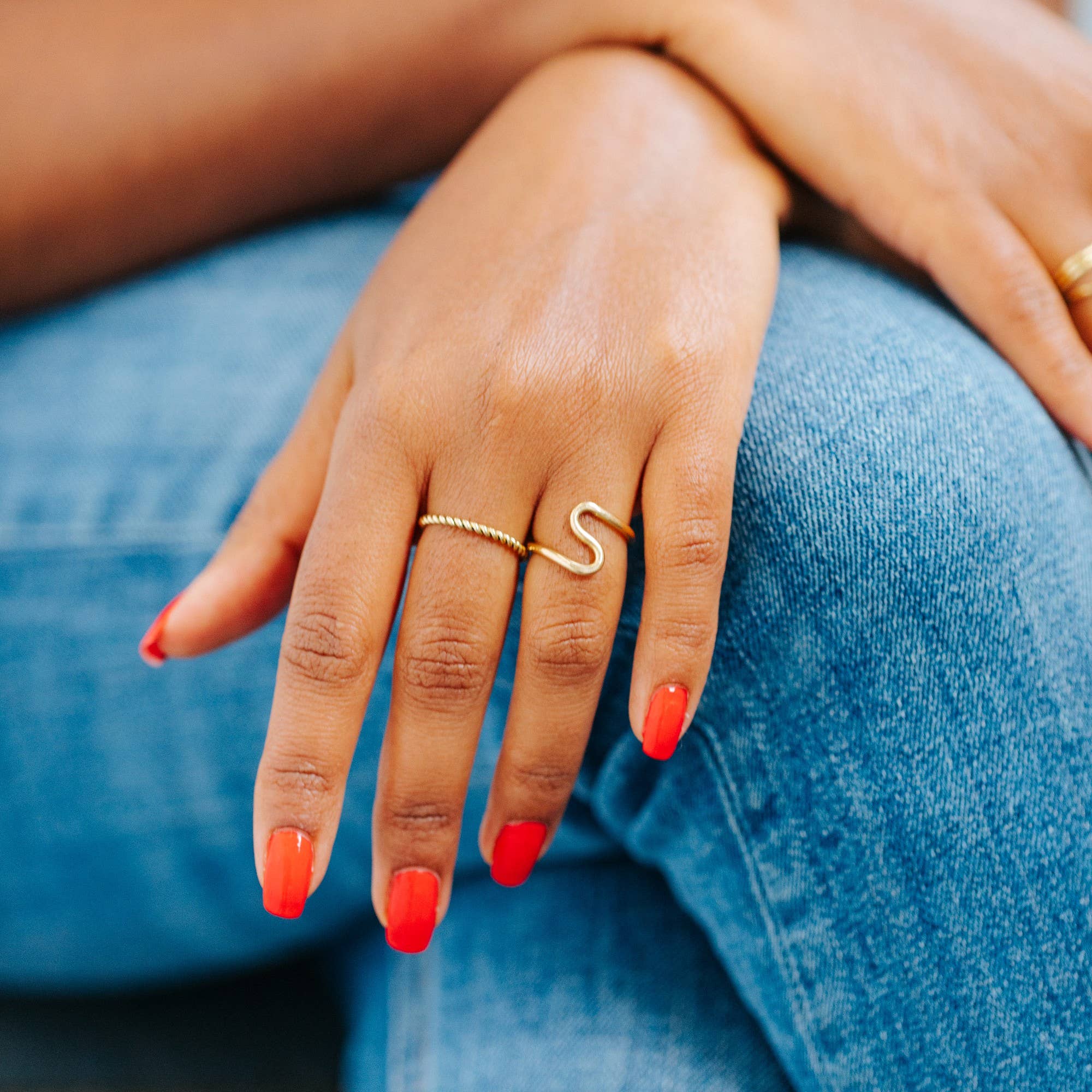 Squiggle Brass Ring- Assorted Sizes- Sold Individually