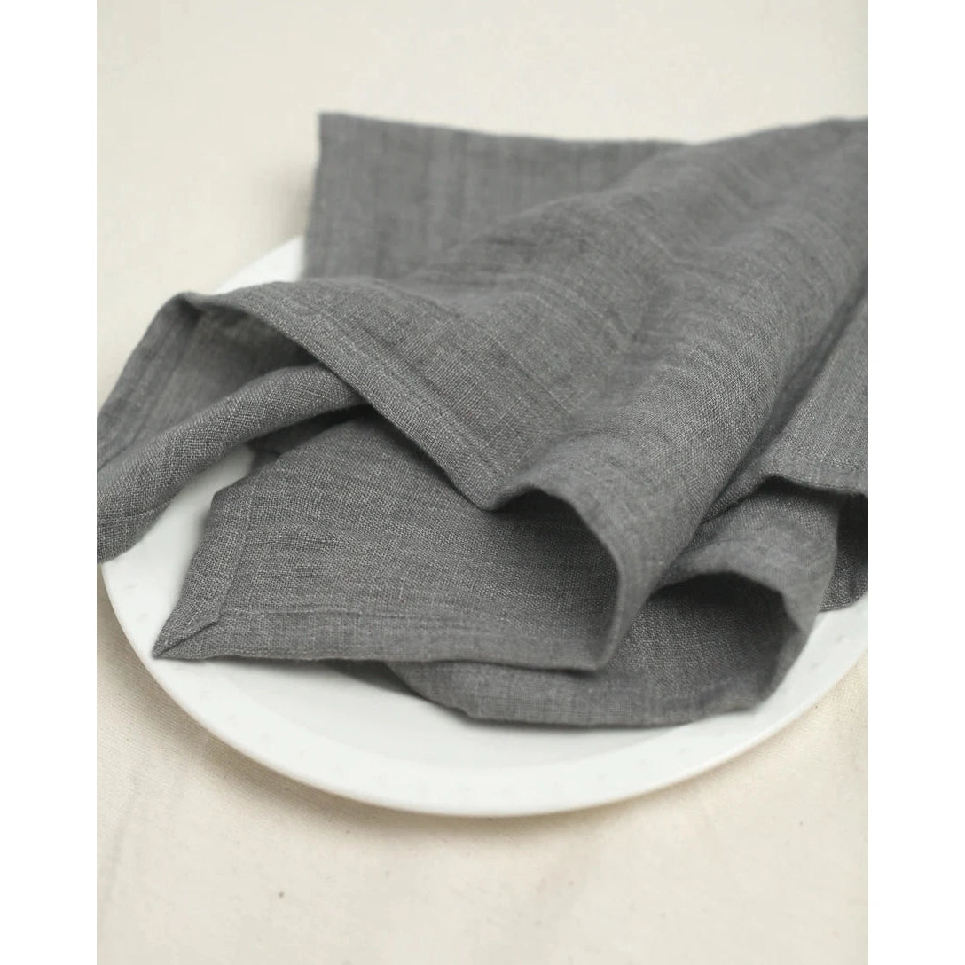 Stone Washed Linen Hemmed Dinner Napkin- Oyster