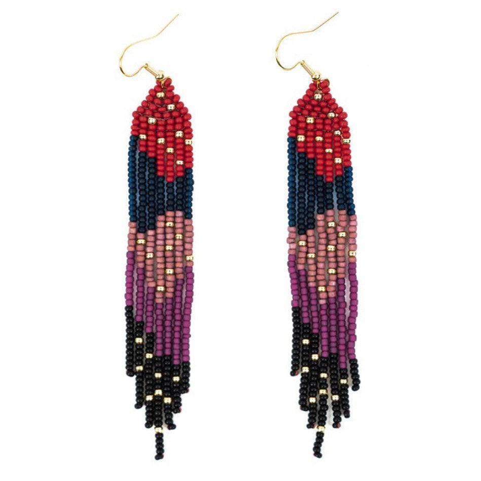 Strata Fringe with Gold Sprinkles Earrings- Assorted Colors