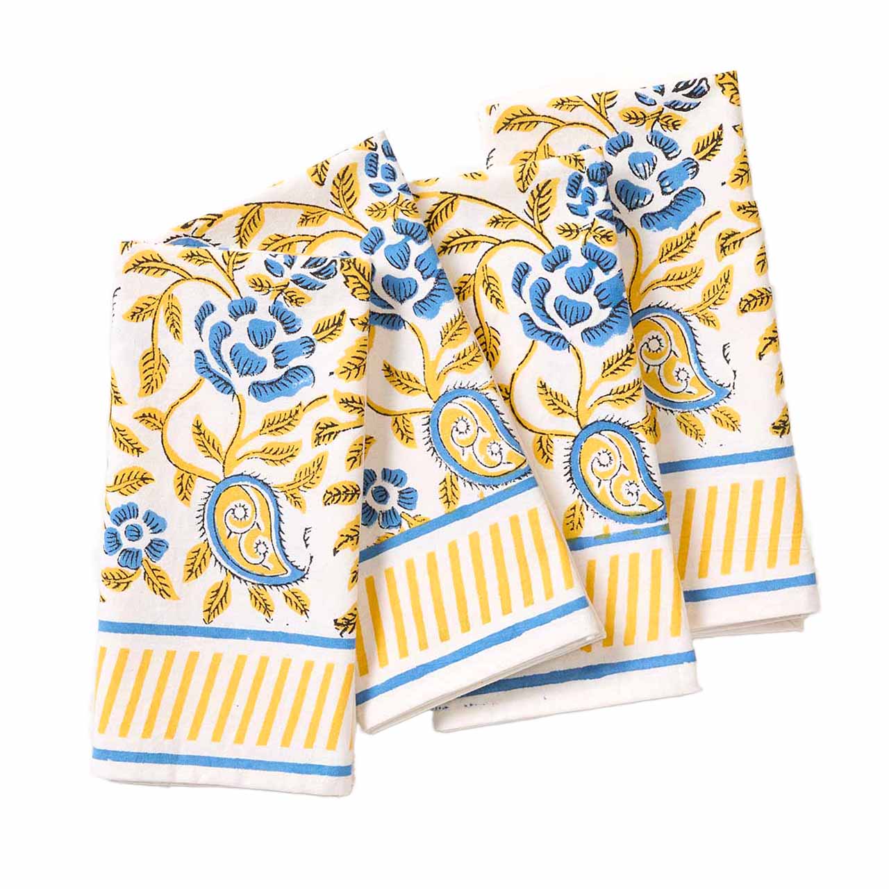Suman Paisley Block Print Napkins - Set of 4