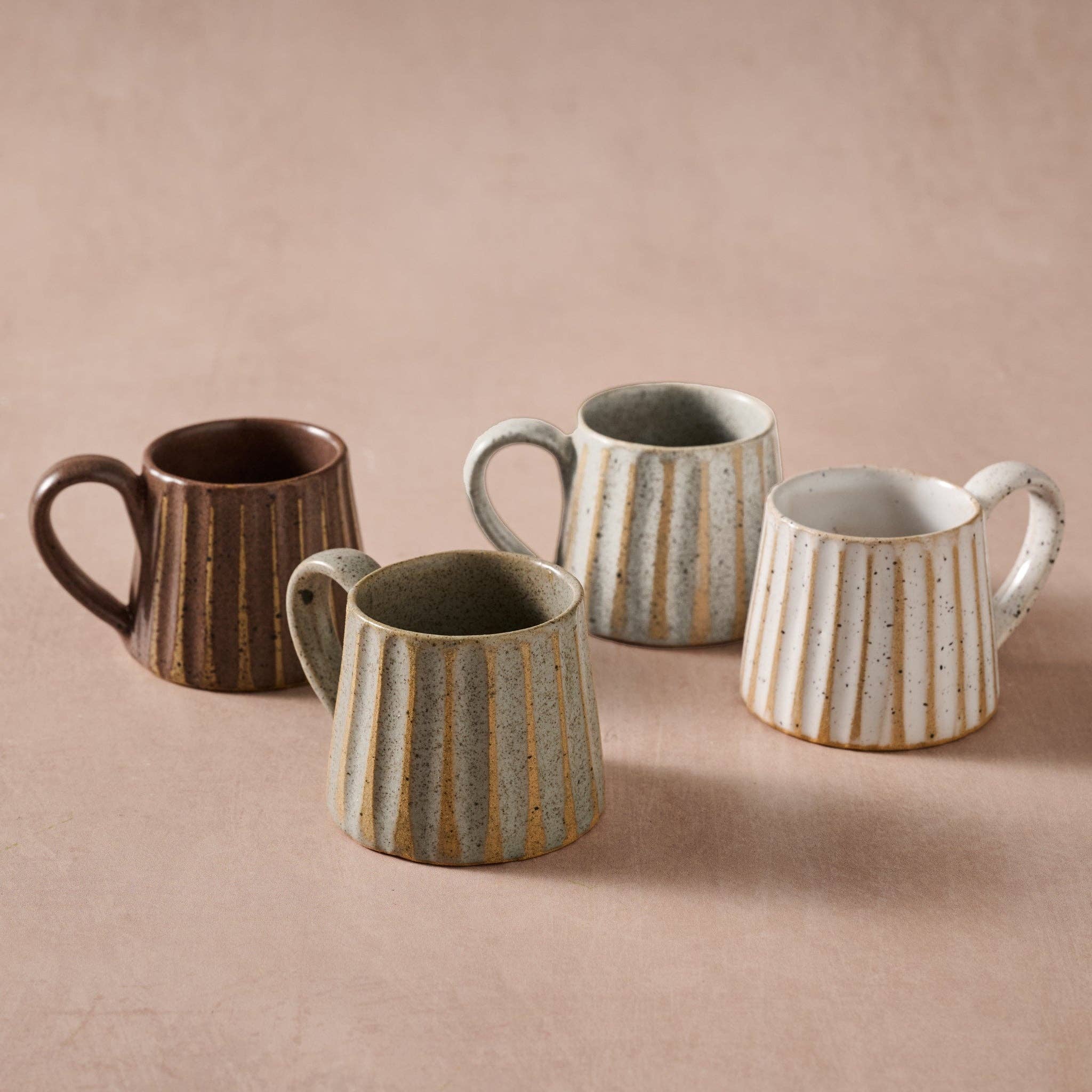 Sundara Conical Fluted Ceramic Espresso Mug- Assorted Colors- Sold Individually