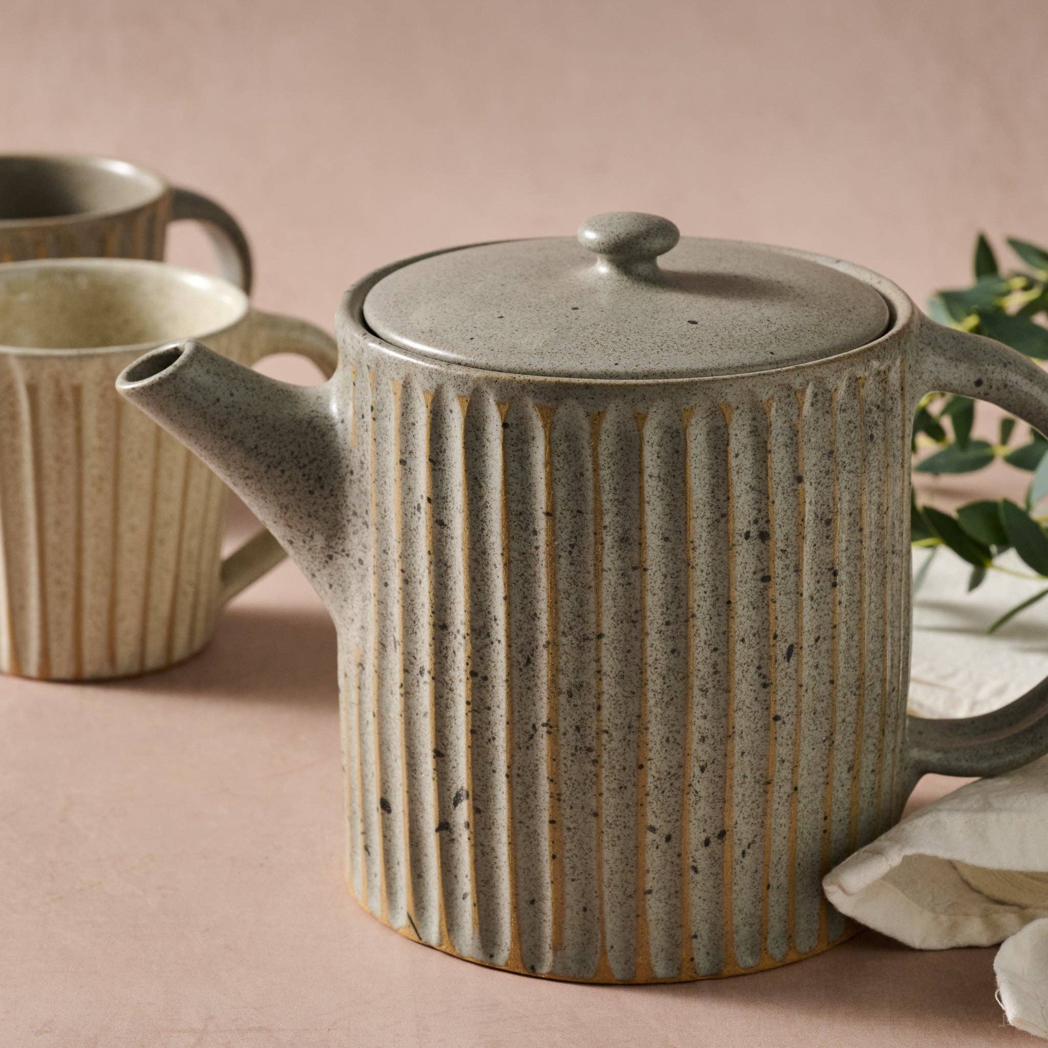 Sundara Fluted Ceramic Teapot