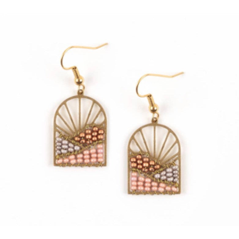 Sunrise Brass and Bead Earrings- Assorted Colors