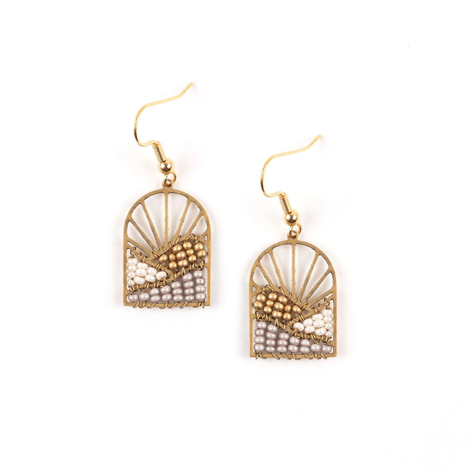 Sunrise Brass and Bead Earrings- Assorted Colors