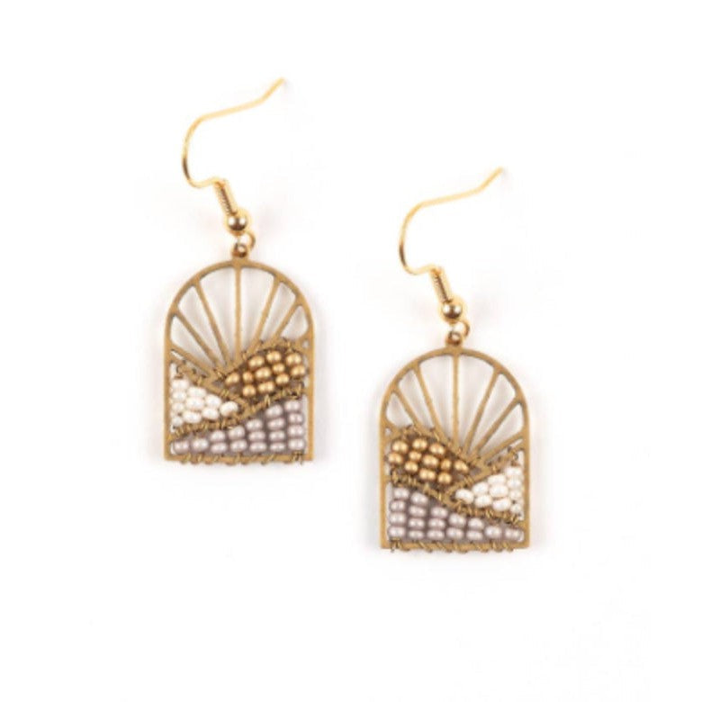 Sunrise Brass and Bead Earrings- Assorted Colors