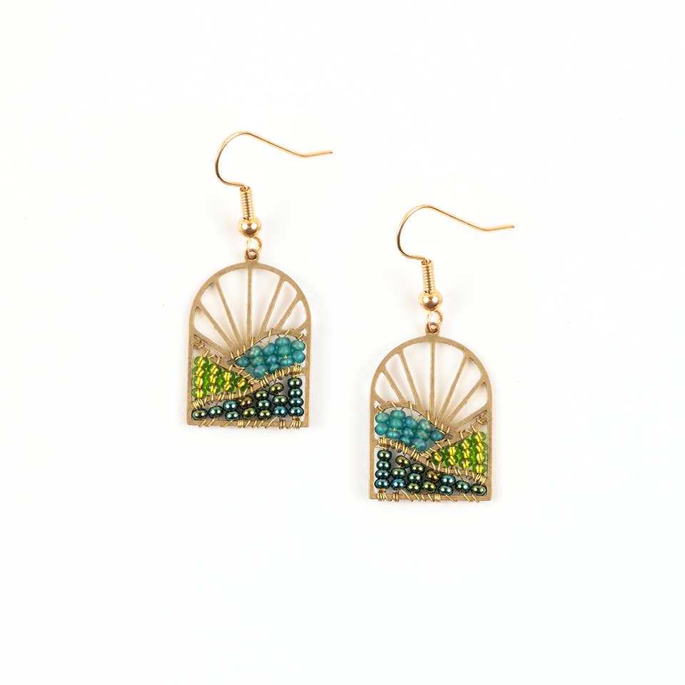 Sunrise Brass and Bead Earrings- Assorted Colors