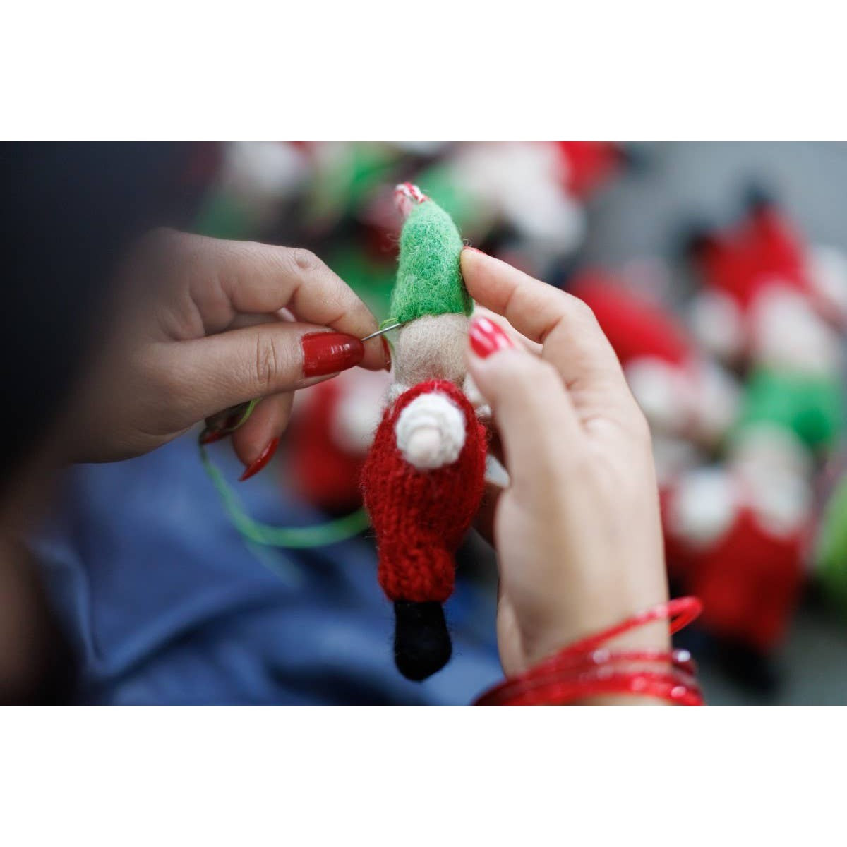 Sweater Mouse Ornament - Hand Felted Wool Ornament - Fair-Trade