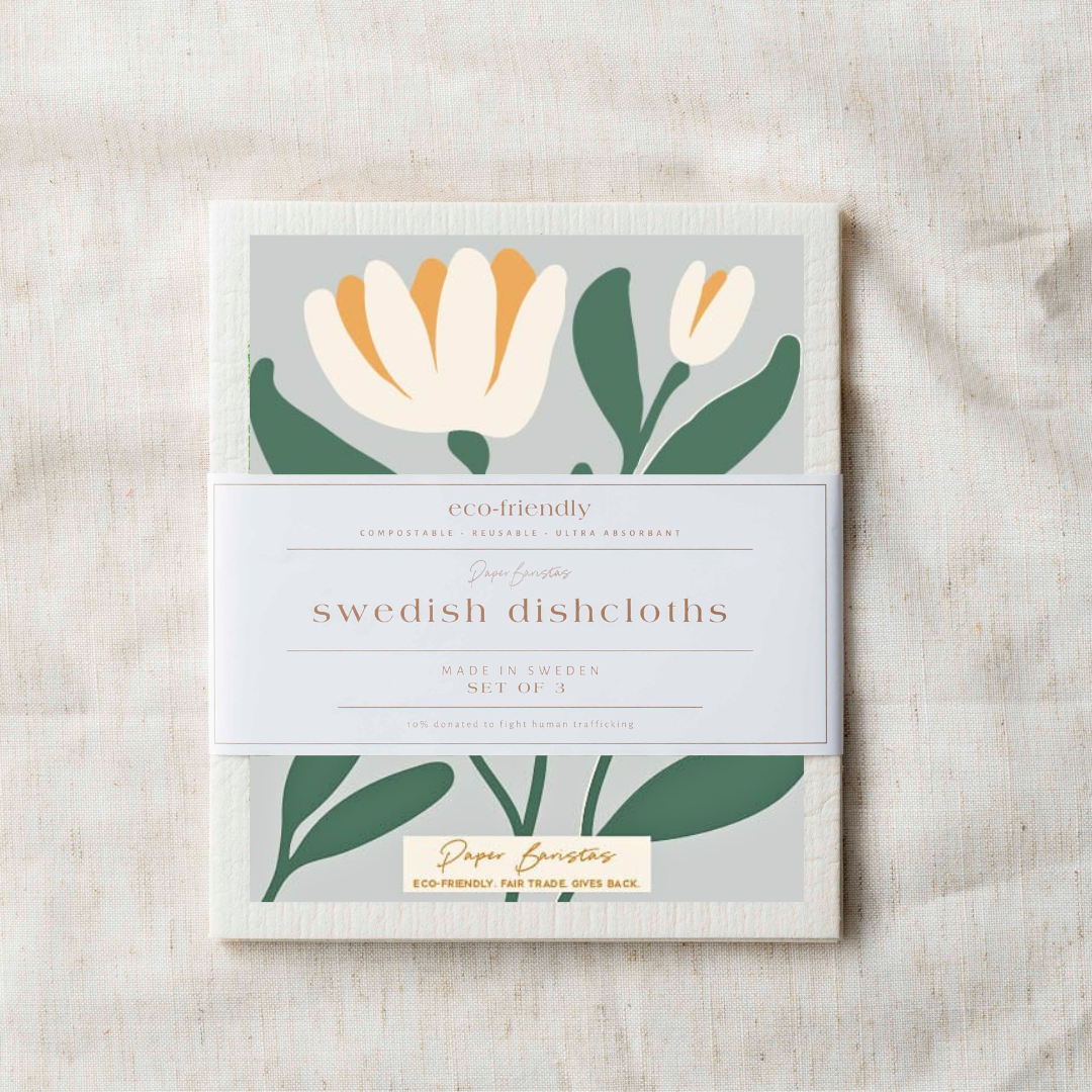 Swedish Dishcloths: Growing Three White Flowers- Set of 3