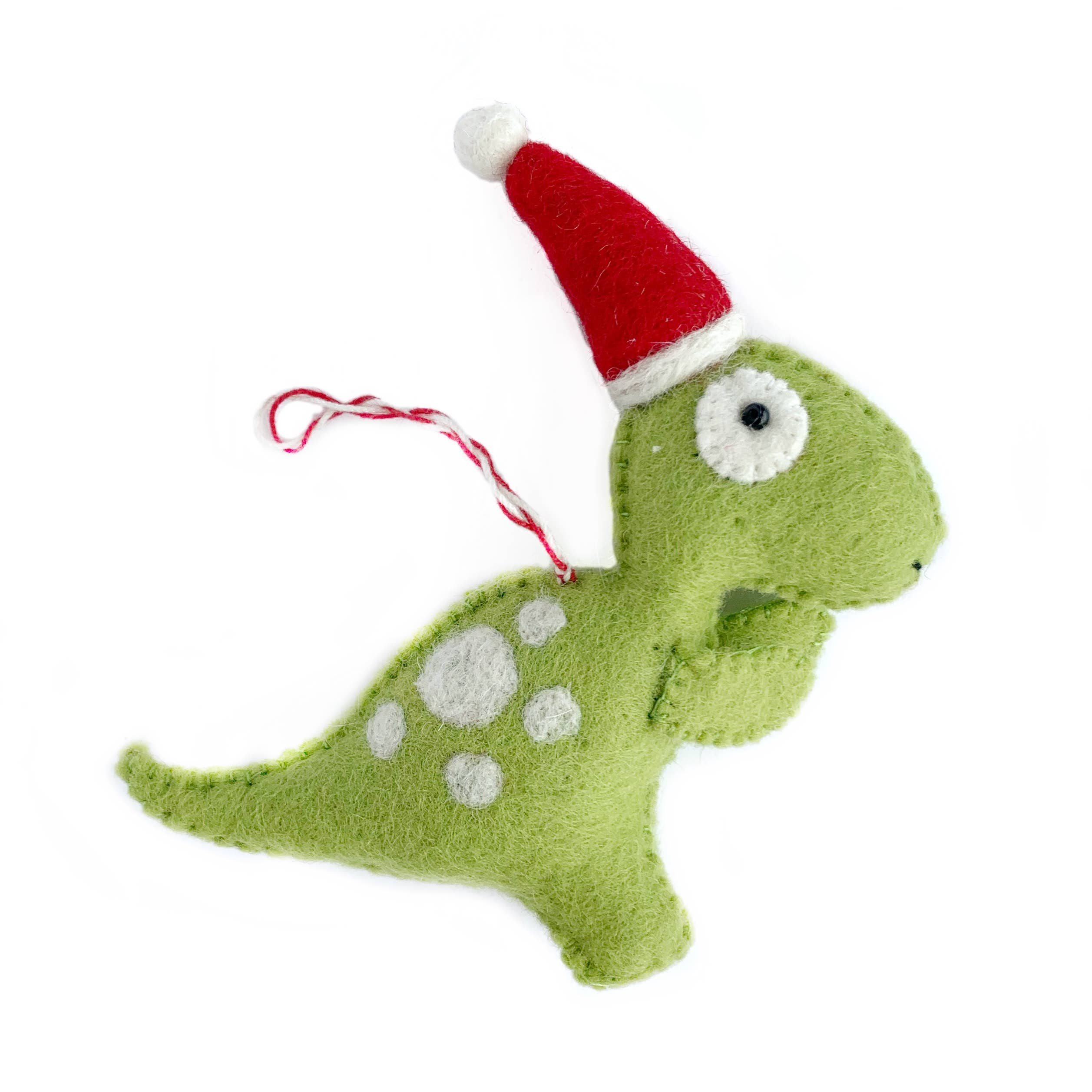 T-Rex in Santa Hat Felt Wool Ornament