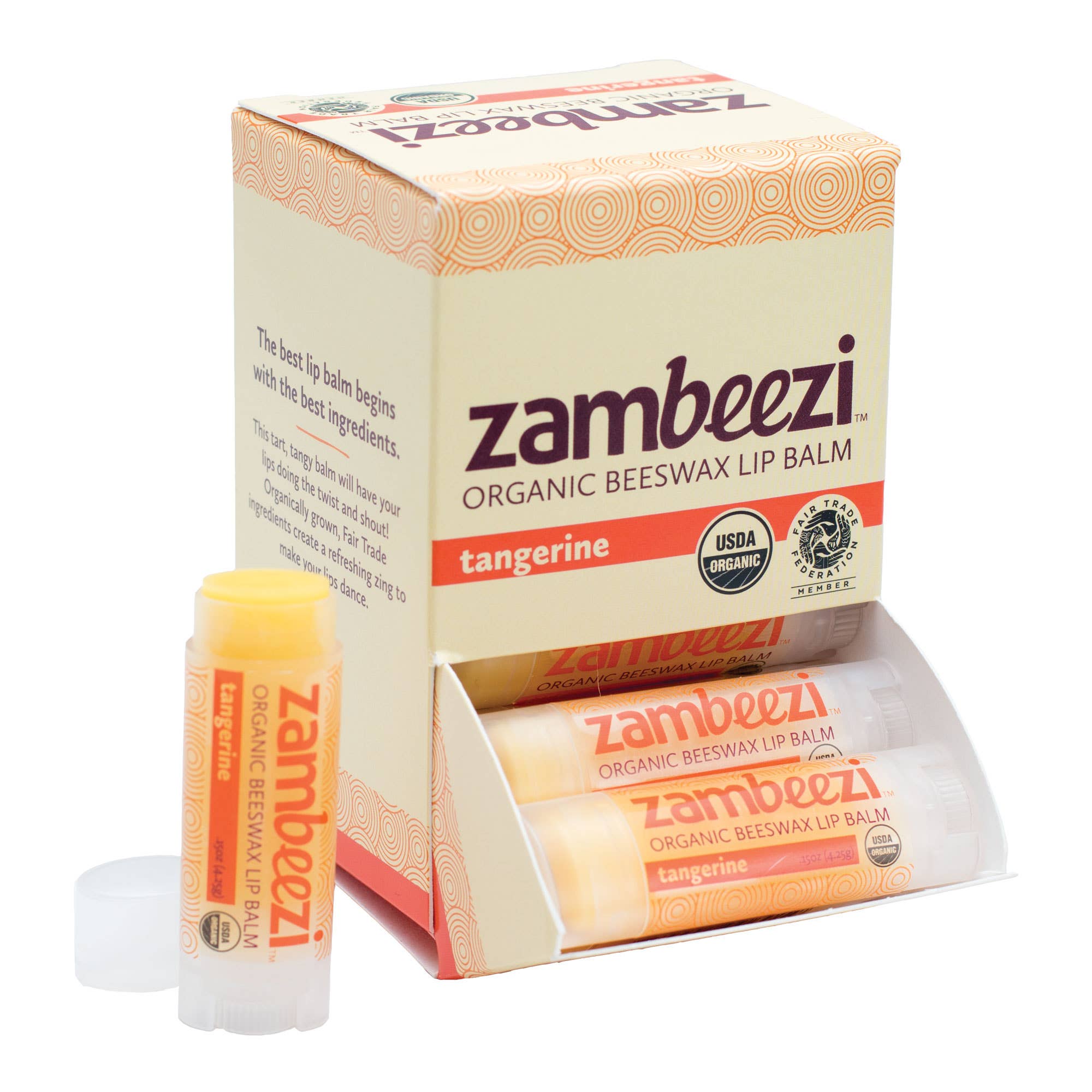 Tangerine Organic Beeswax Lip Balm- Sold Individually