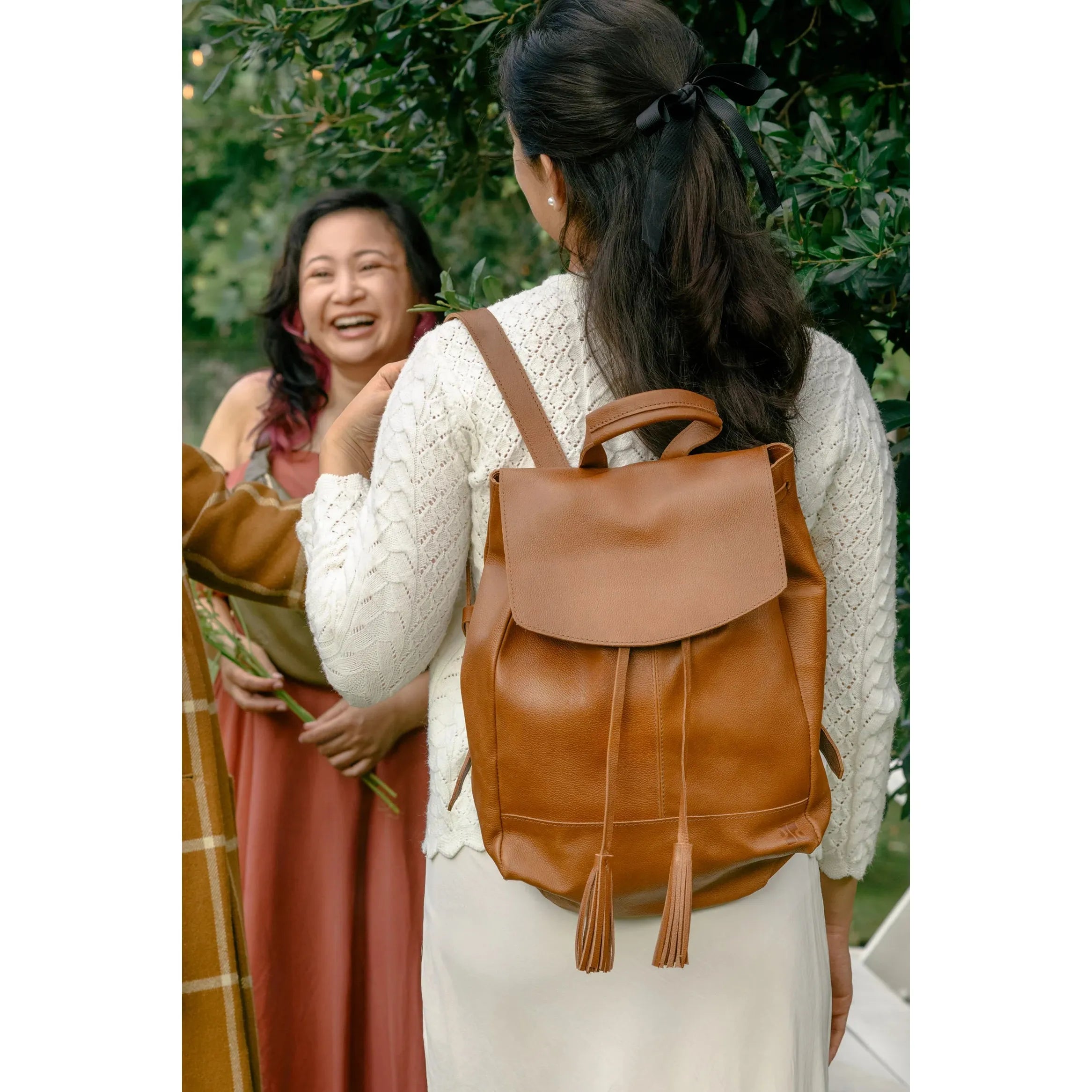 Tassel Backpack- Pebbled Cognac