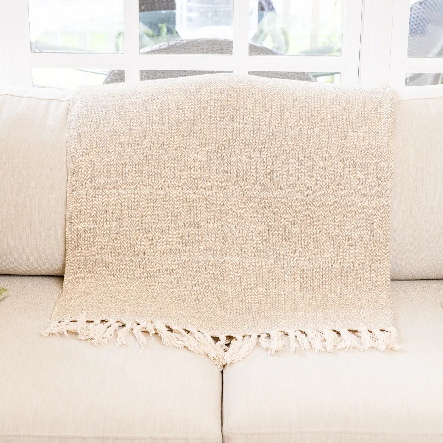 Taupe Diamond Cotton Throw